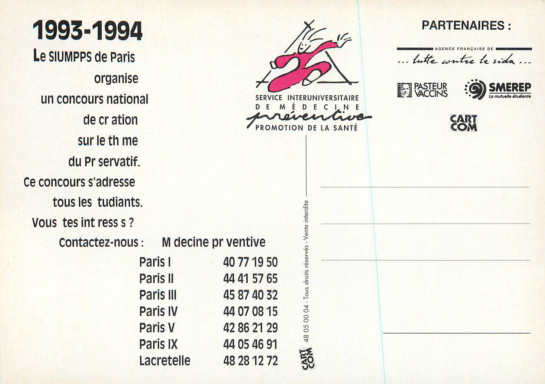 CPM Libre Cours a vos Talents Le Preservatif en Concours — Rückseite