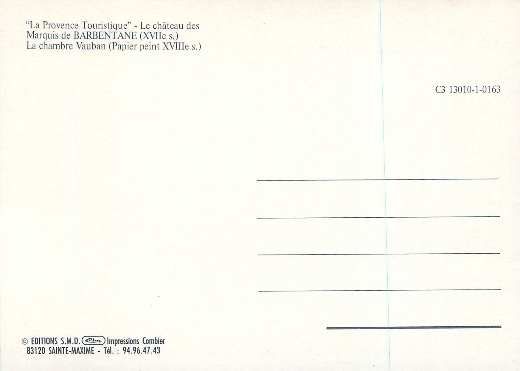 CPM Le Chateau des Marquis de Barbentane (XVIe Siecle) La Provence Touristique La Chambre Vauban (Papier Peint XVIIIe S) — Verso