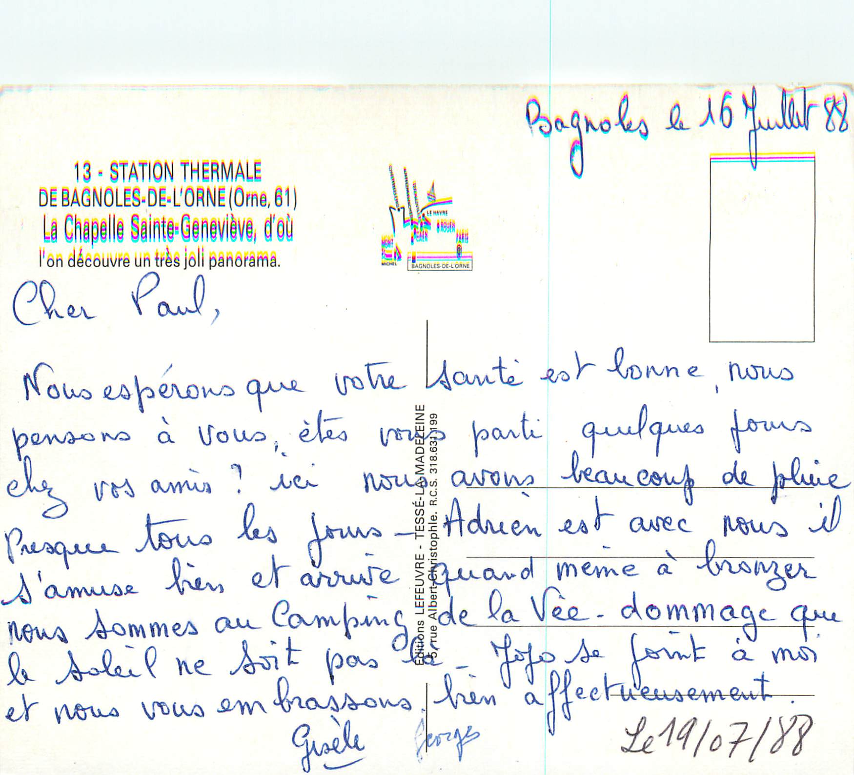La Chapelle Sainte-Geneviève — Bagnoles-de-l'Orne, 61 — Éditions Lefeuvre-Tessé-La Madeleine — Rückseite