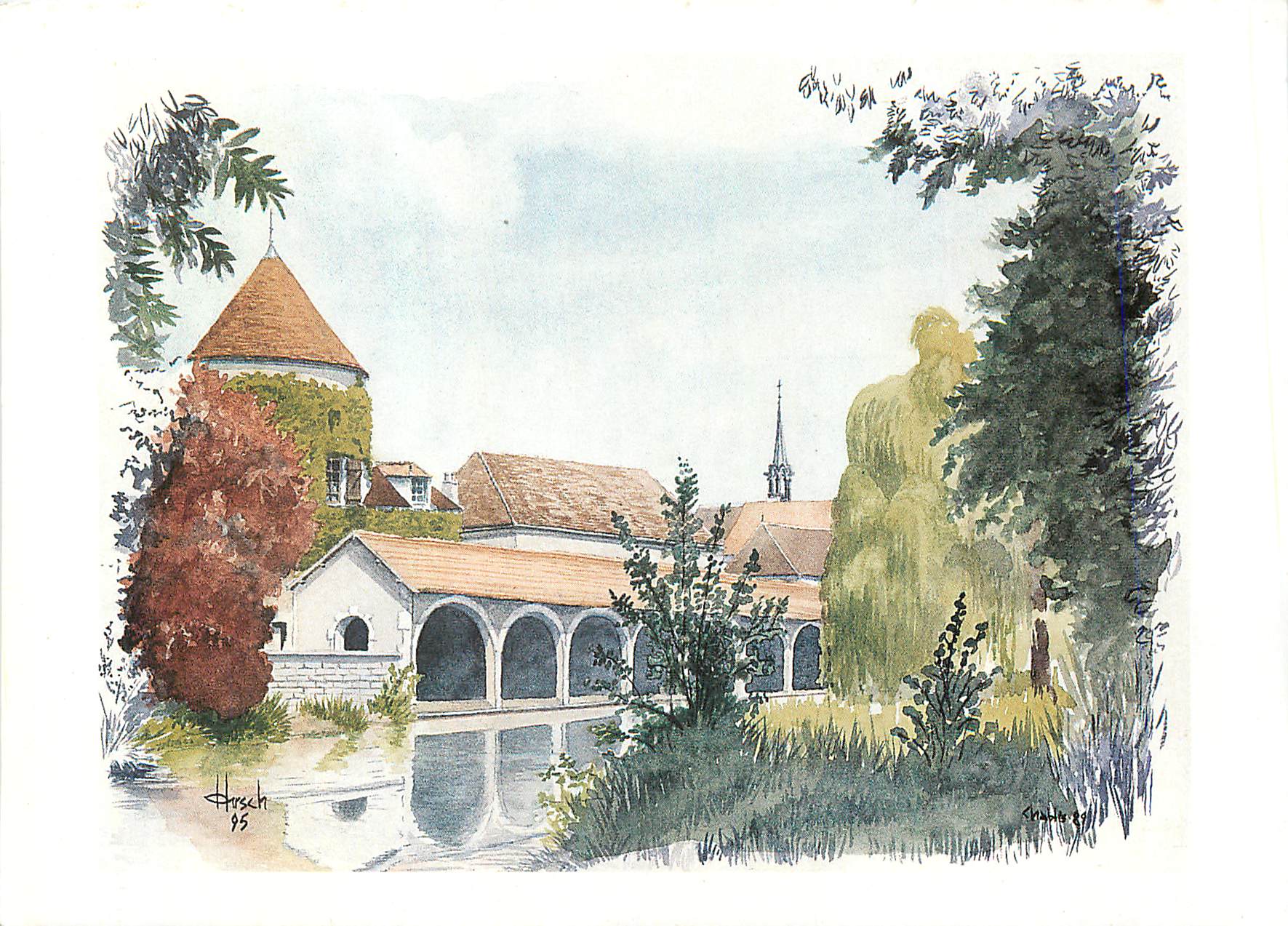CPM Chablis(Yonne) Le Lavoir de la Ville Tour du XVe s Eglise Saint Martin