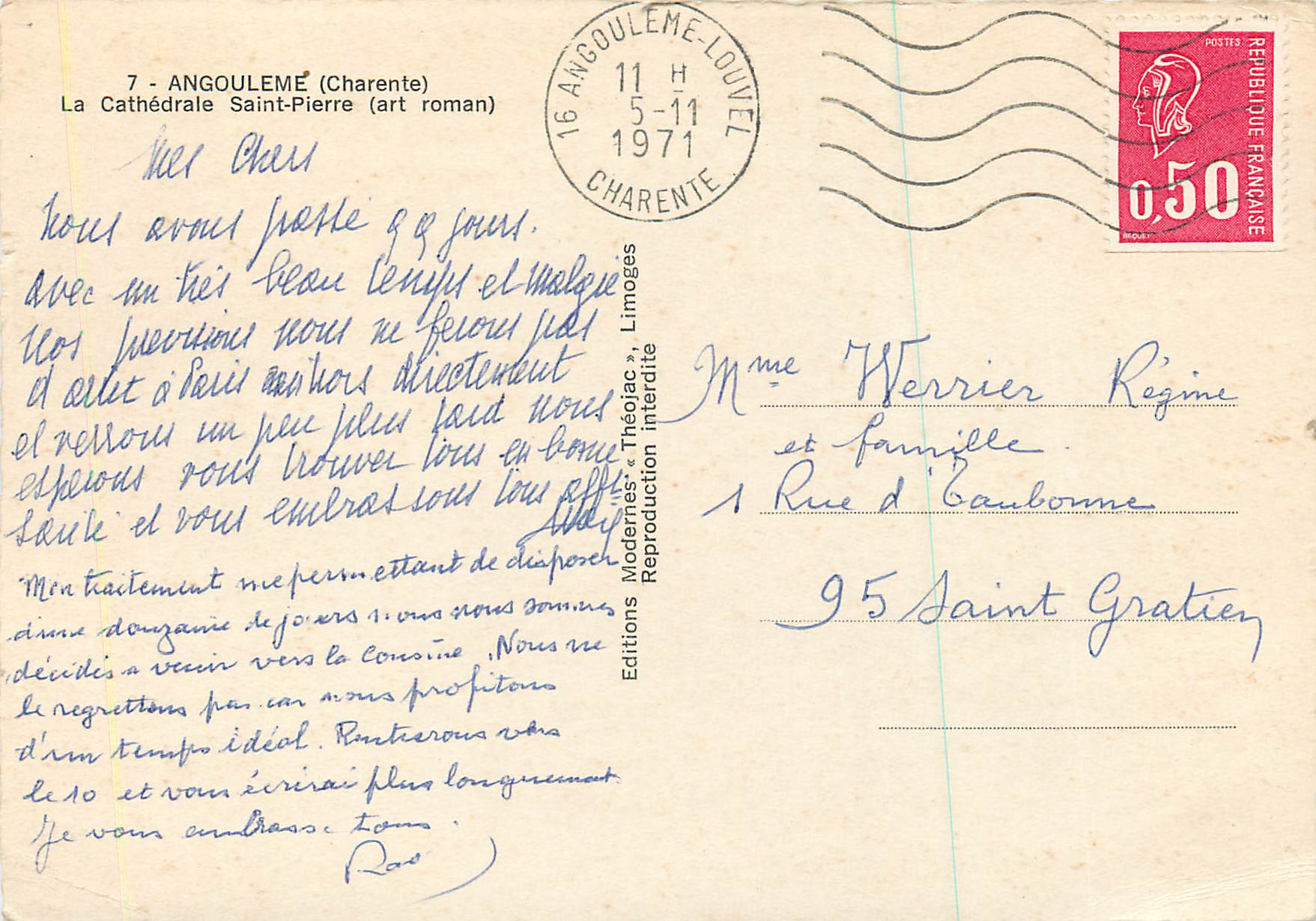 Angoulême — La Cathédrale Saint-Pierre (art roman) — Editions Modernes « Théolac », Limoges — Rückseite