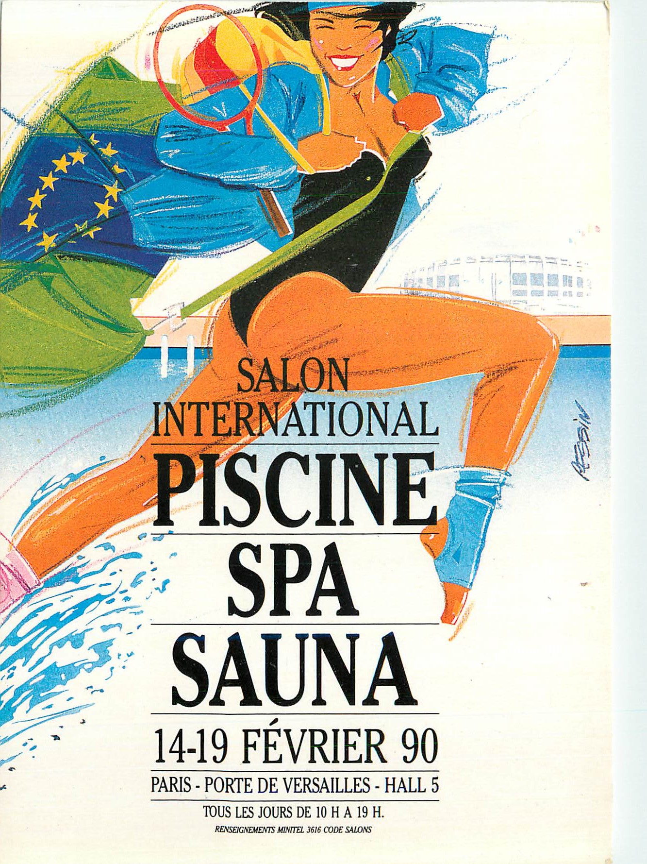 CPM Salon International Piscine Spa Sauna 14 19 Fevrier 90 Paris Porte de Versailles Hall 5
