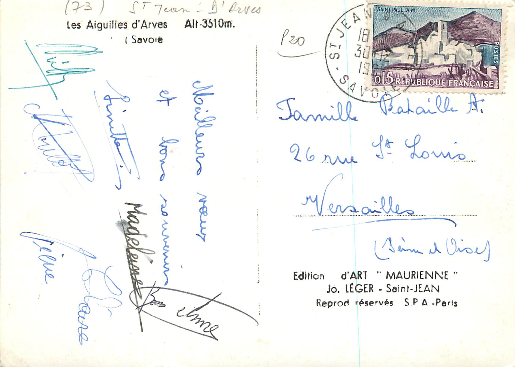 CPM les Aiguilles d'Arves alt 3510m Savoie — Verso