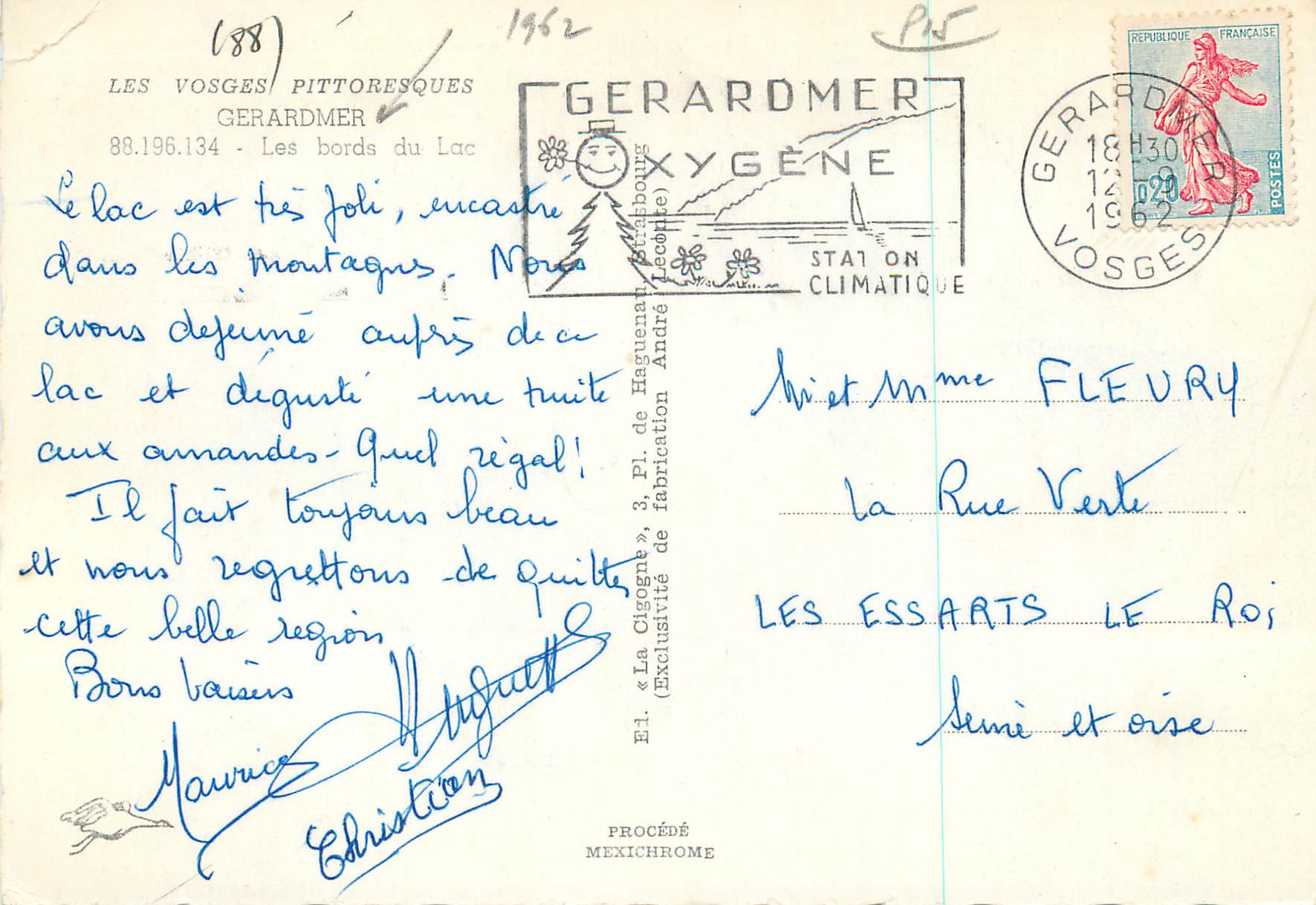 CPM Gerardmer les Vosges Pittoresque ls Bords du Lac  — Rückseite