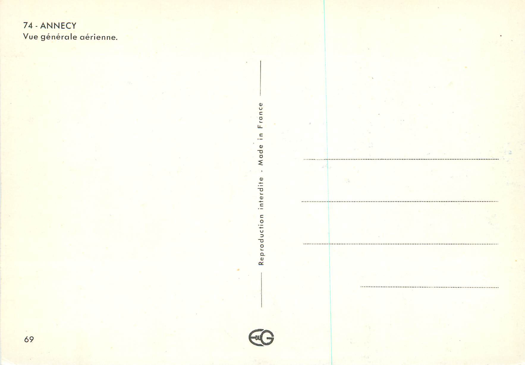 Annecy — Vue générale aérienne — Édition CUCG — Rückseite