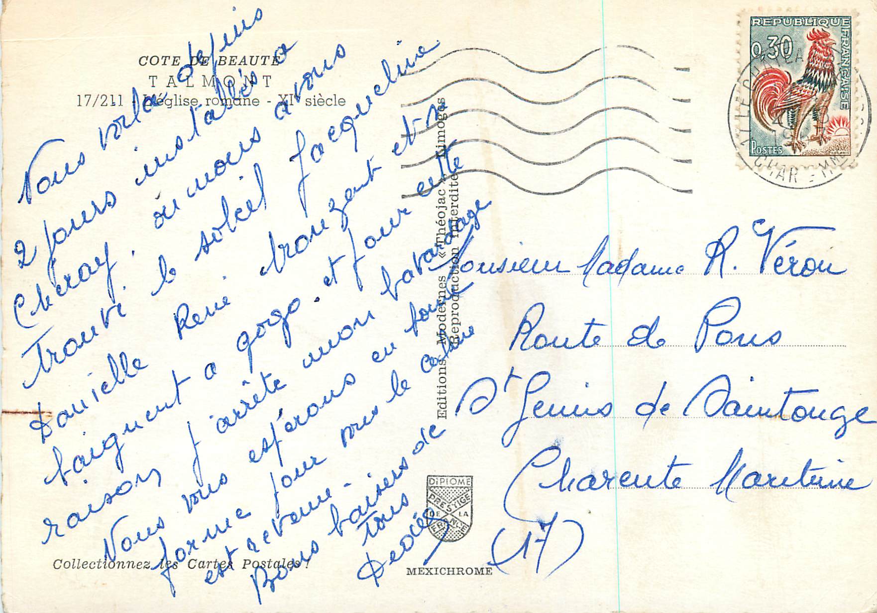 CPM Talmont Cote de Beaute l'Eglise Romaine XIe Siecle — Back
