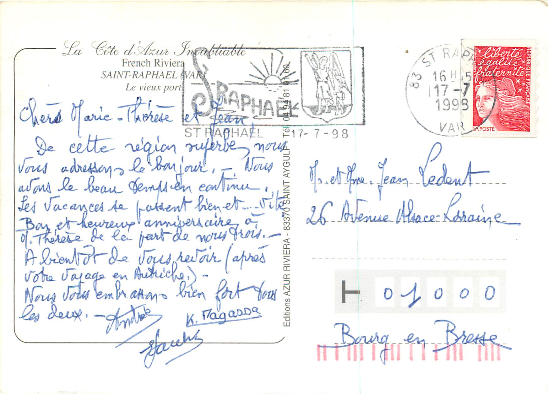 CPM French Riviera la Cote d'Azur Inoubliable Saint Raphael (Var) Bateaux de peche — Back