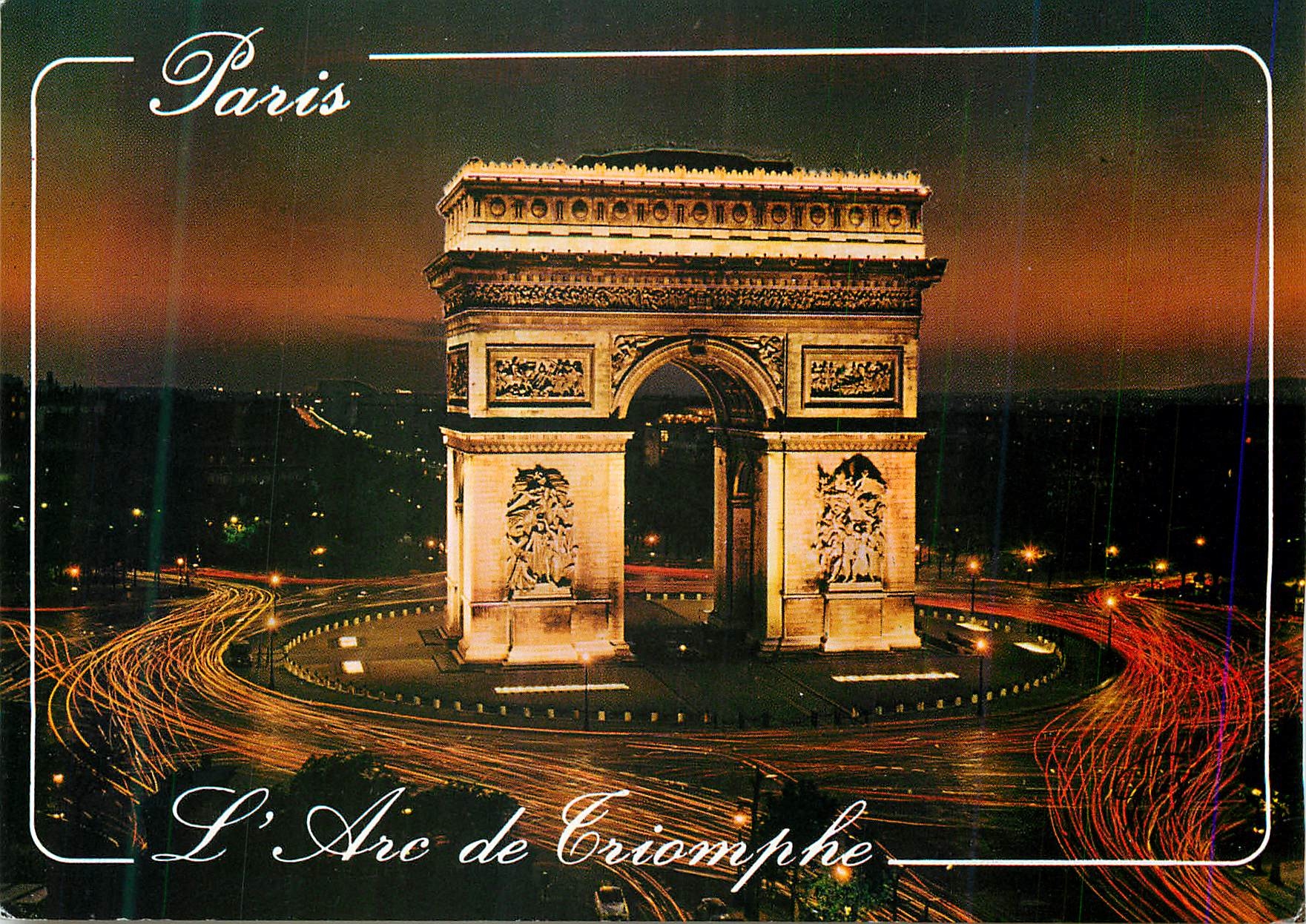 CPM la Place de l'Etoile de Nuit et l'Arc de Triomphe (1806 1836) Illumines Paris et ses Merveilles