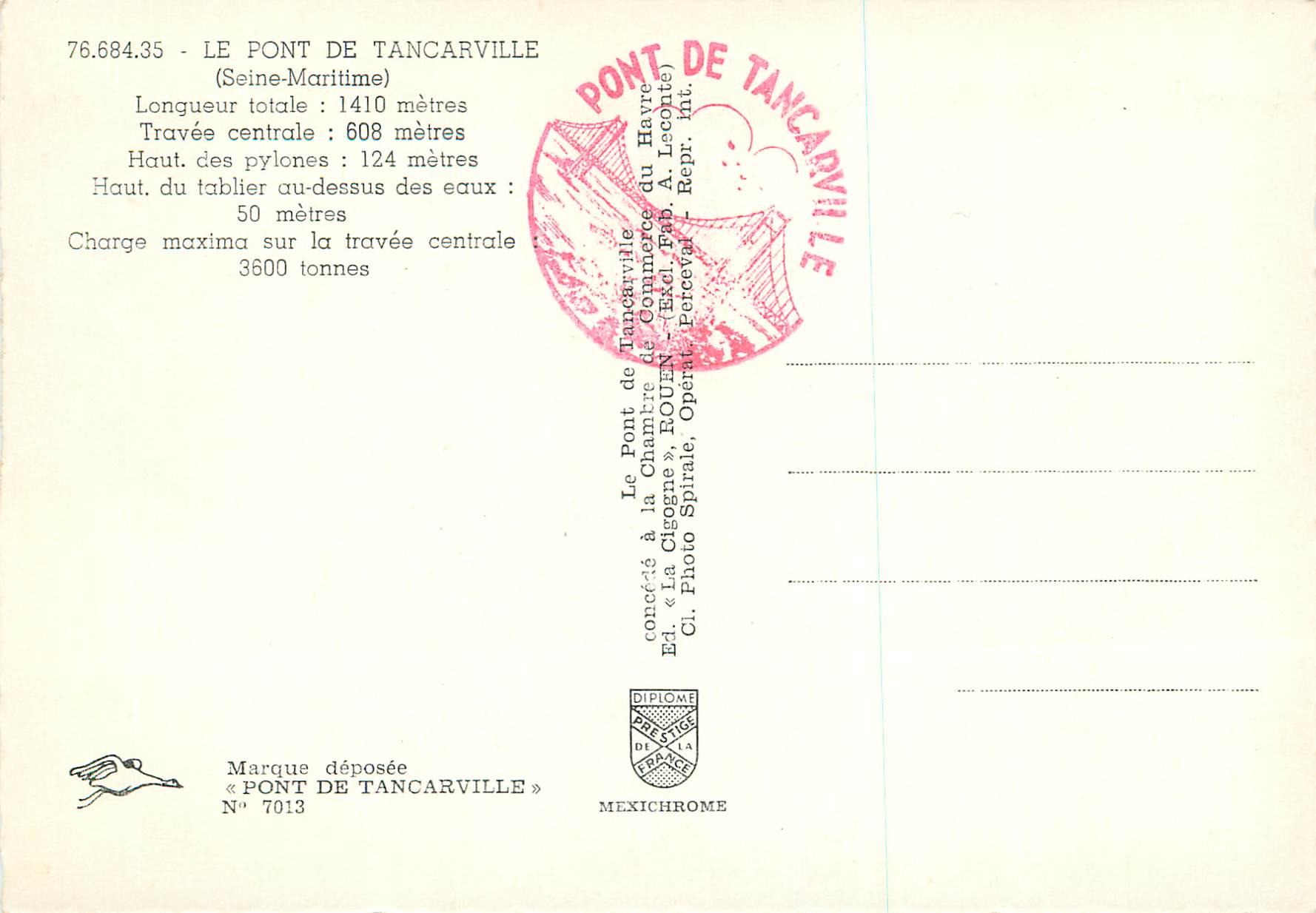 CPM le Pont de Tancarville (Seine Maritime) — Rückseite