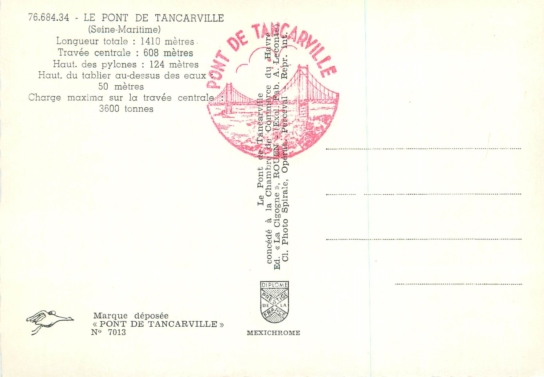 CPM le Pont de Tancarville (Seine Maritime) — Rückseite