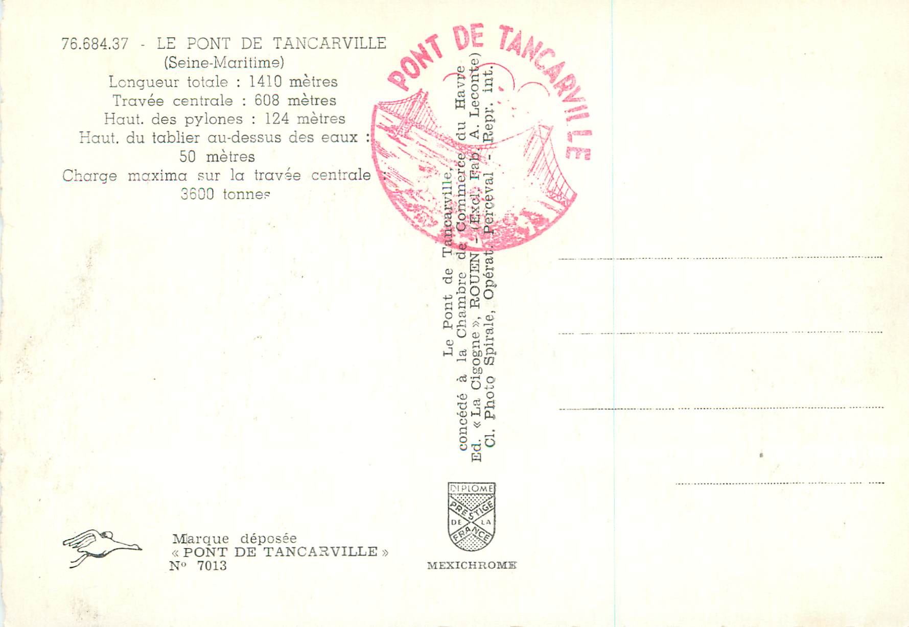 CPM le Pont de Tancarville (Seine Maritime) — Rückseite