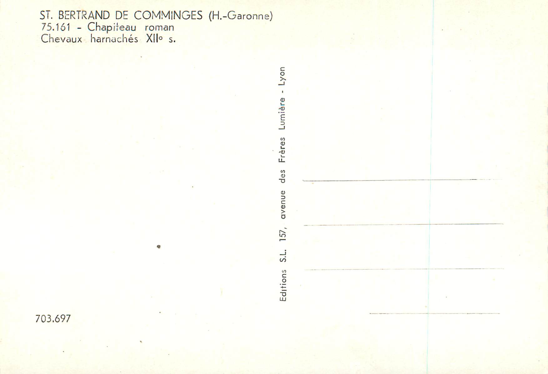 CPM St Bertrand de Comminges (H Garonne) Chapiteau Roman  — Verso