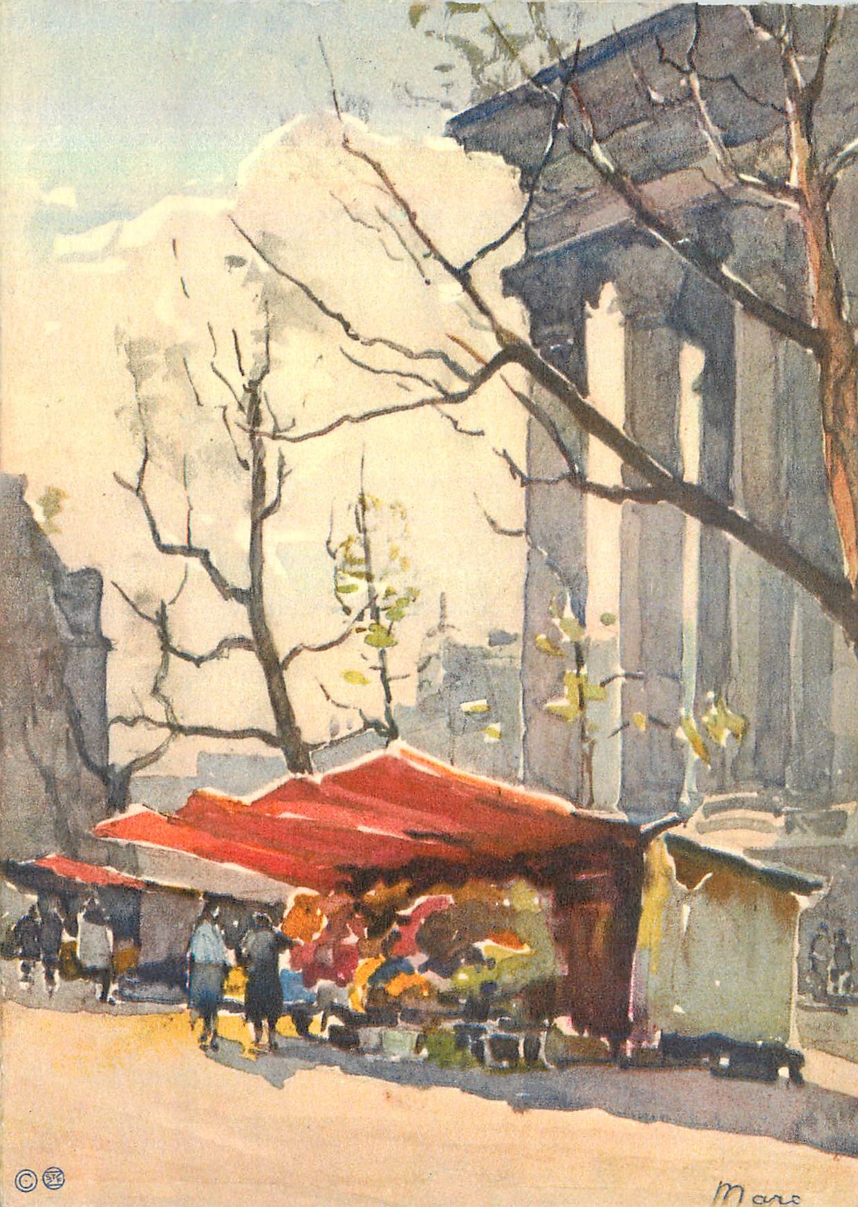 CPM Paris La Madeleine et le Marche aux Fleurs