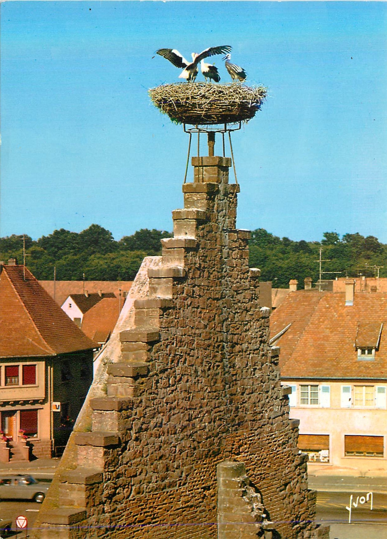Nid de cigognes — Ostheim (Haut-Rhin) — Éditions d'Art Yvon, Procédé 301