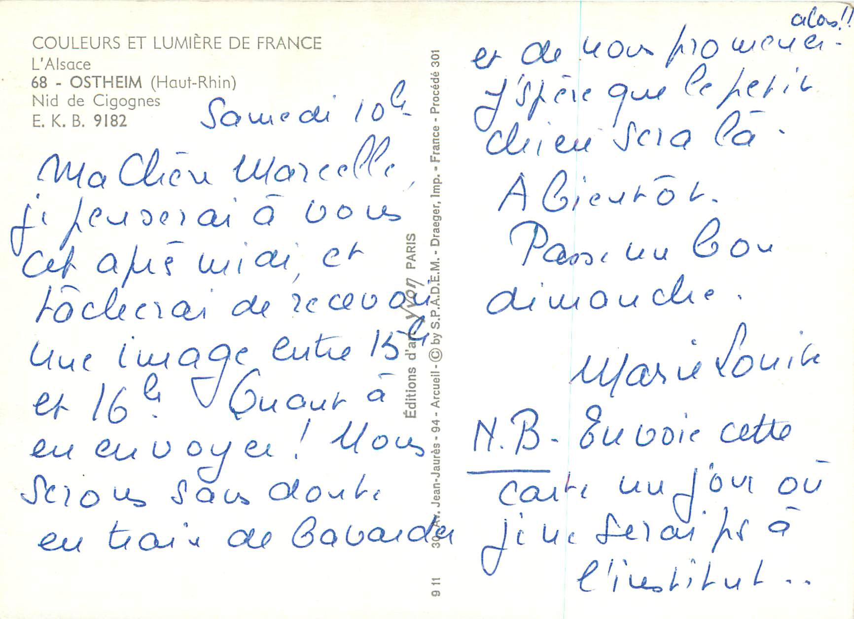 Nid de cigognes — Ostheim (Haut-Rhin) — Éditions d'Art Yvon, Procédé 301 — Reverso