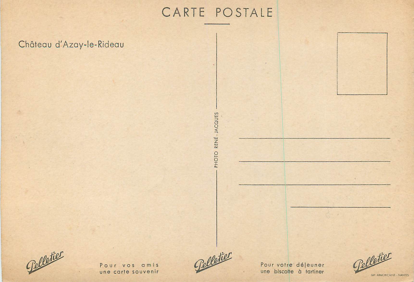 CPM Chateau d'Azay le Rideau — Verso