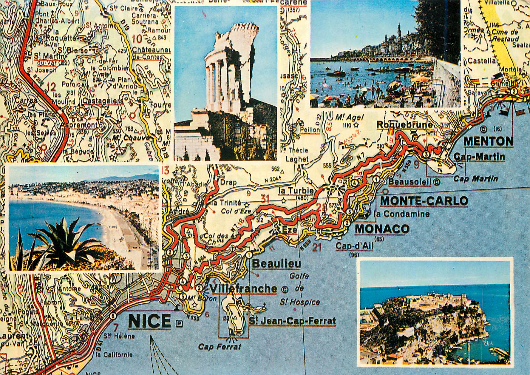 CPM Cote d'Azur Carrefour Mondial du Tourisme les Trois Corniches Nice Menton Monaco