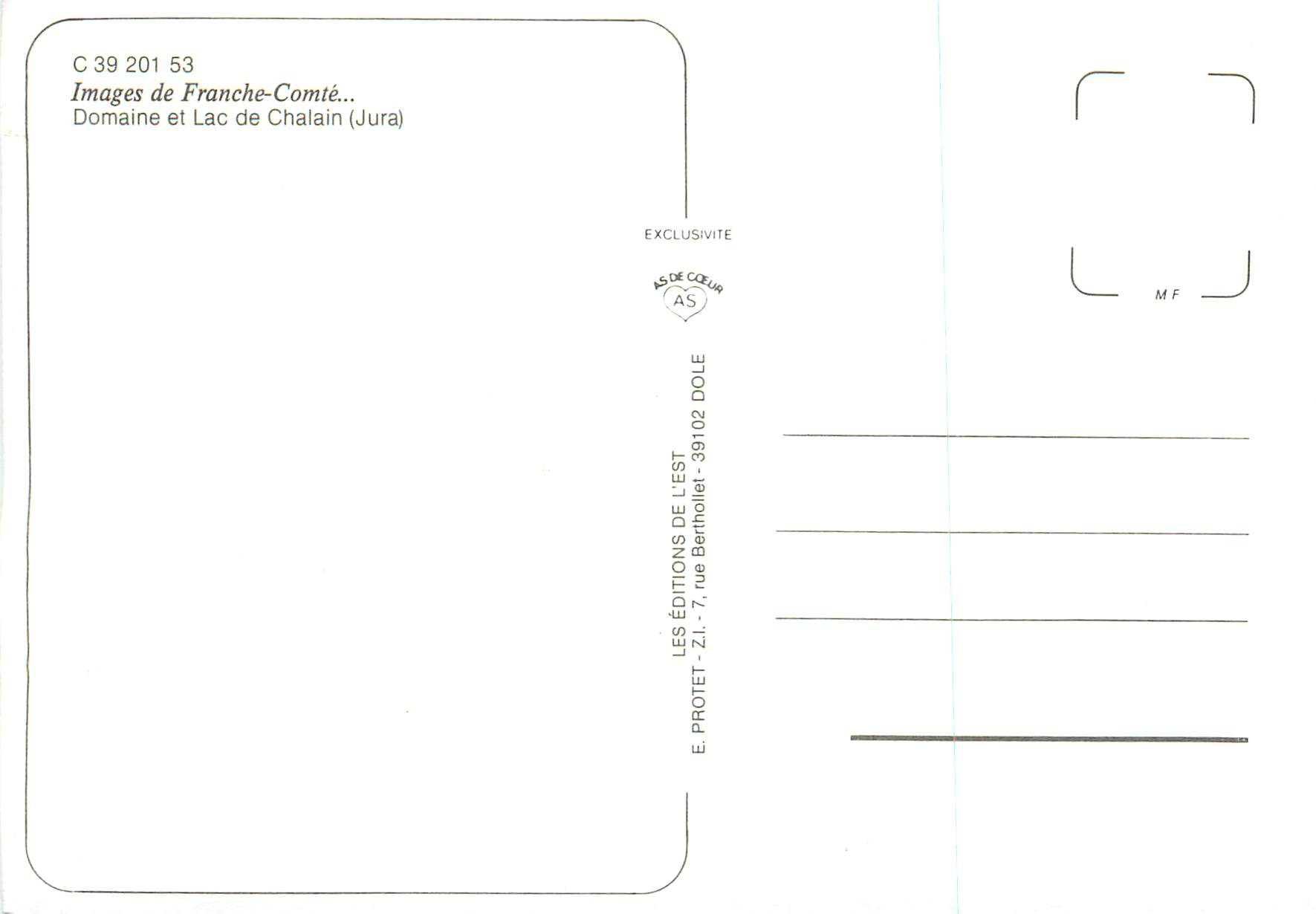 Chalain — Domaine et lac — Éditions de l'Est, Dole — Verso