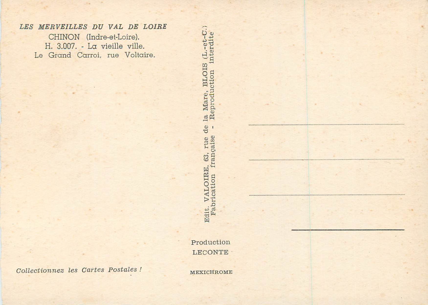 CPM Chinon (Indre et Loire) la Vieille Ville les Merveilles  du Val de Loire — Rückseite