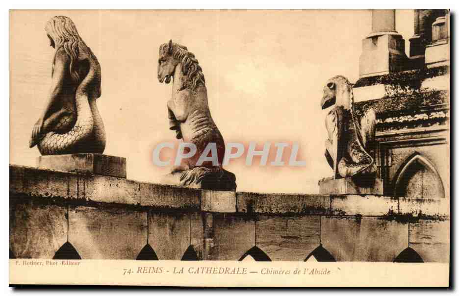 Reims - La Cathédrale — Chimères de l'Abside — F. Rothier, Phot. Éditeur
