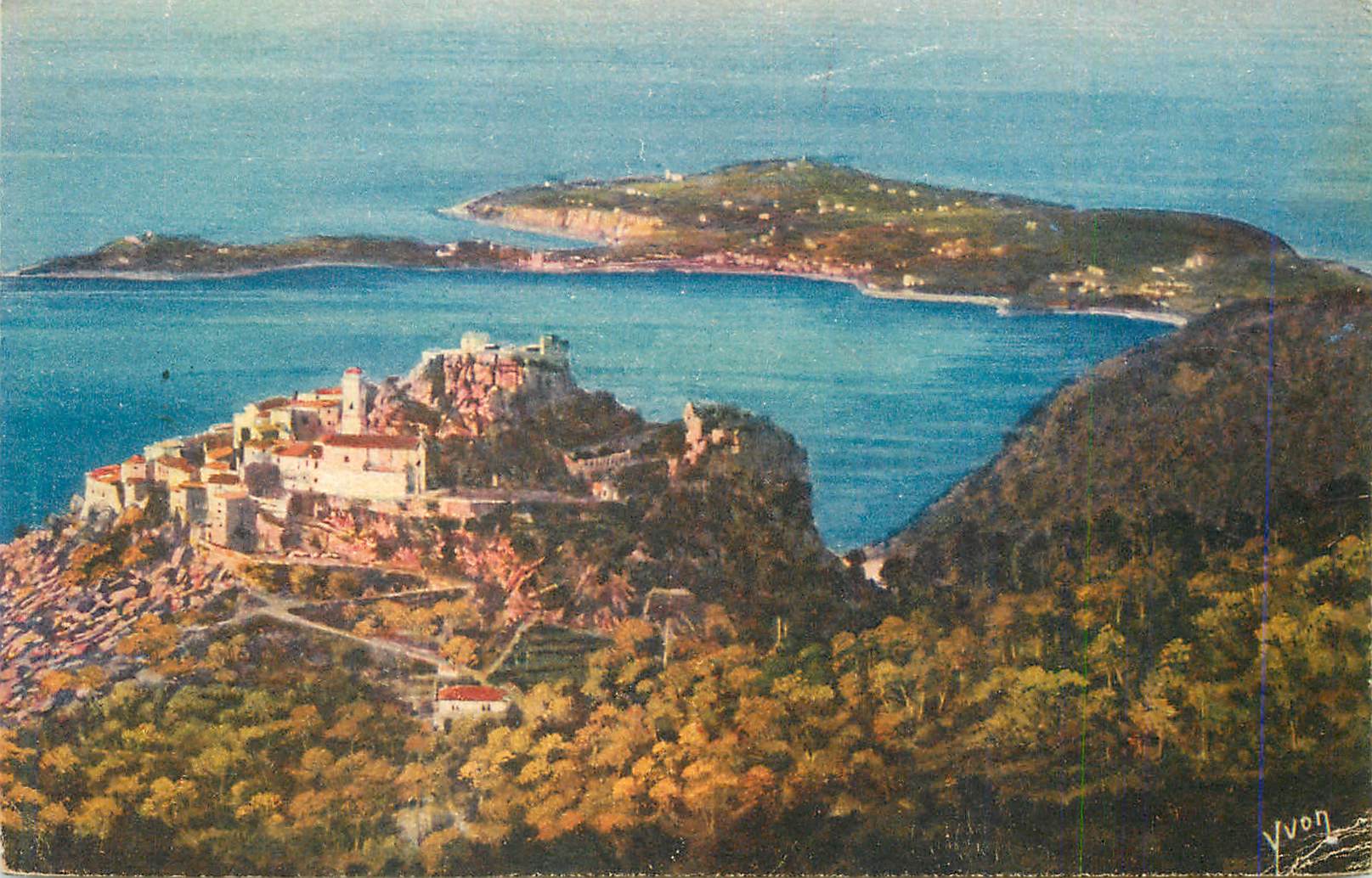 Eze (Alpes-Maritimes) — Vue générale du village et du Cap Ferrat — Éditions d'Art Yvon