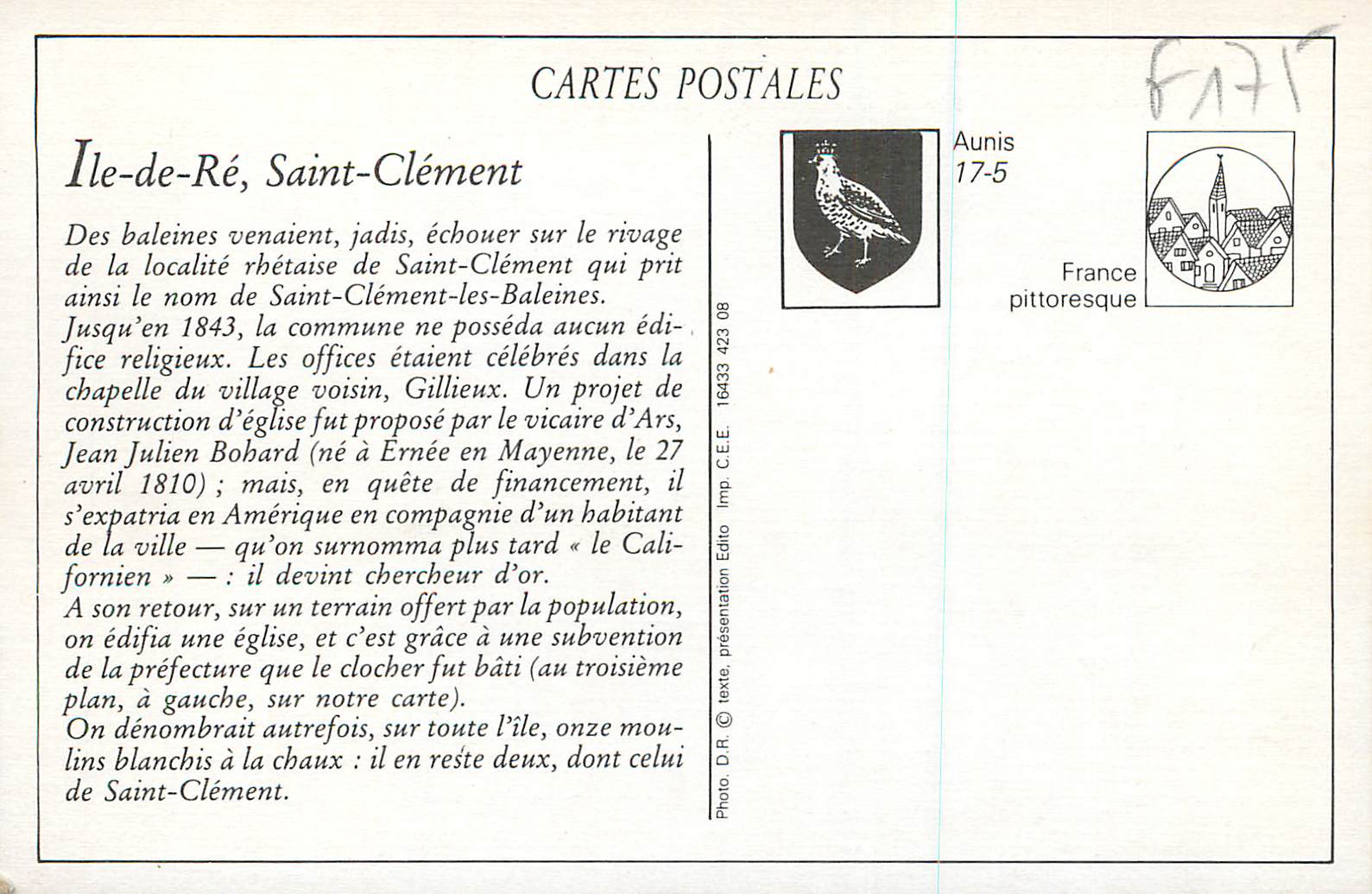 Ile de Ré - St-Clément - Église et moulin Barillon — Rückseite