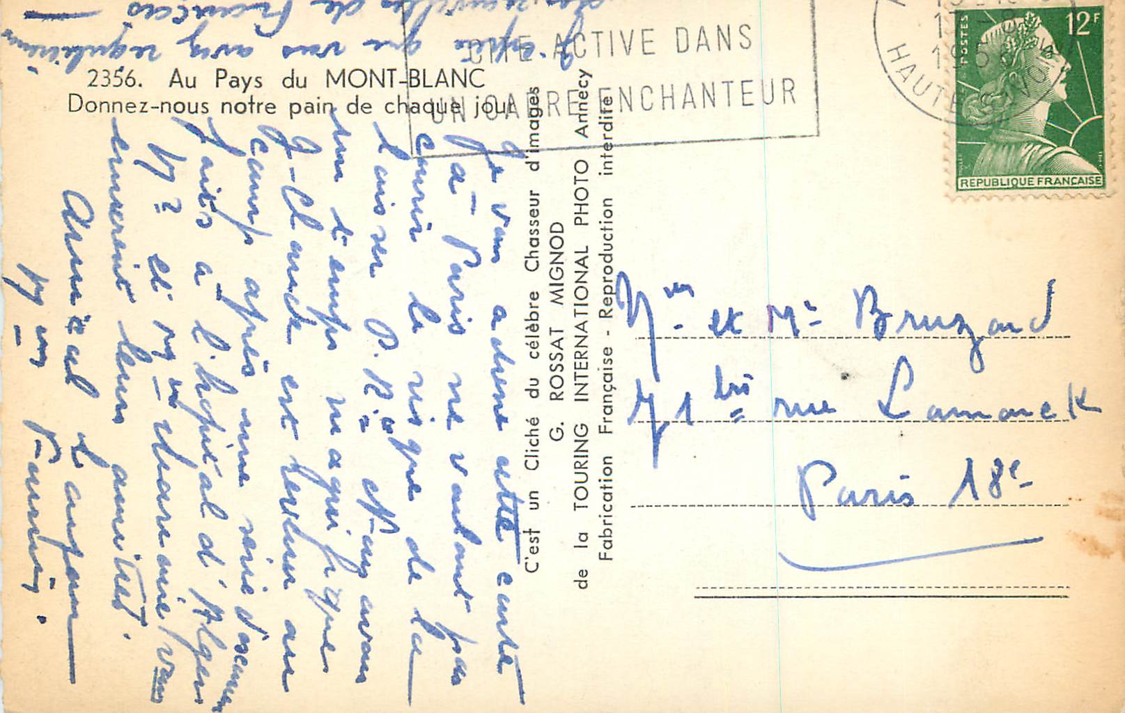 CPM Au Pays de Mont Blanc Donnez nous notre Pain de Chaque Jour Moutons — Rückseite