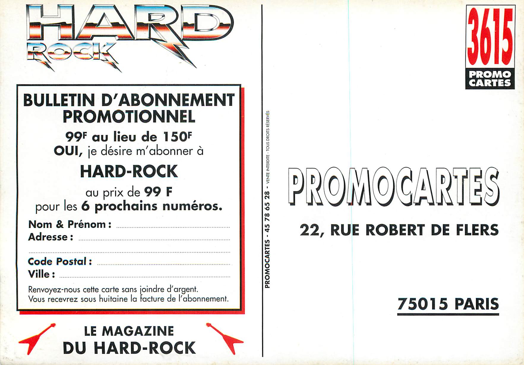 CPM Paris Hard Rock Metallica Orgie a Donington Promocartes  Metallica Soundgarden Red Hot Chili Peppers — Verso