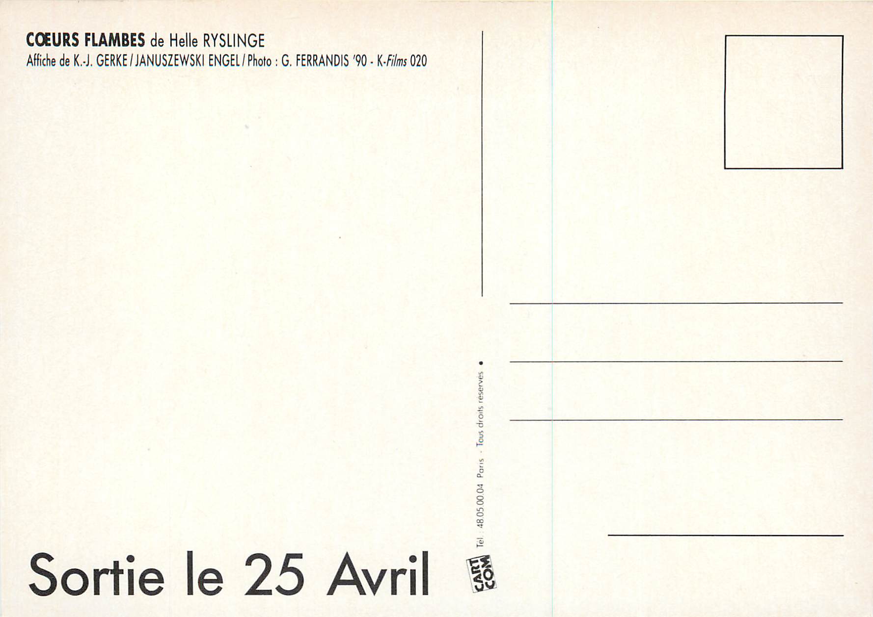 CPM Un Film de Helle Ryslinge Coeus Flambes Sortie le 25 Avril — Rückseite