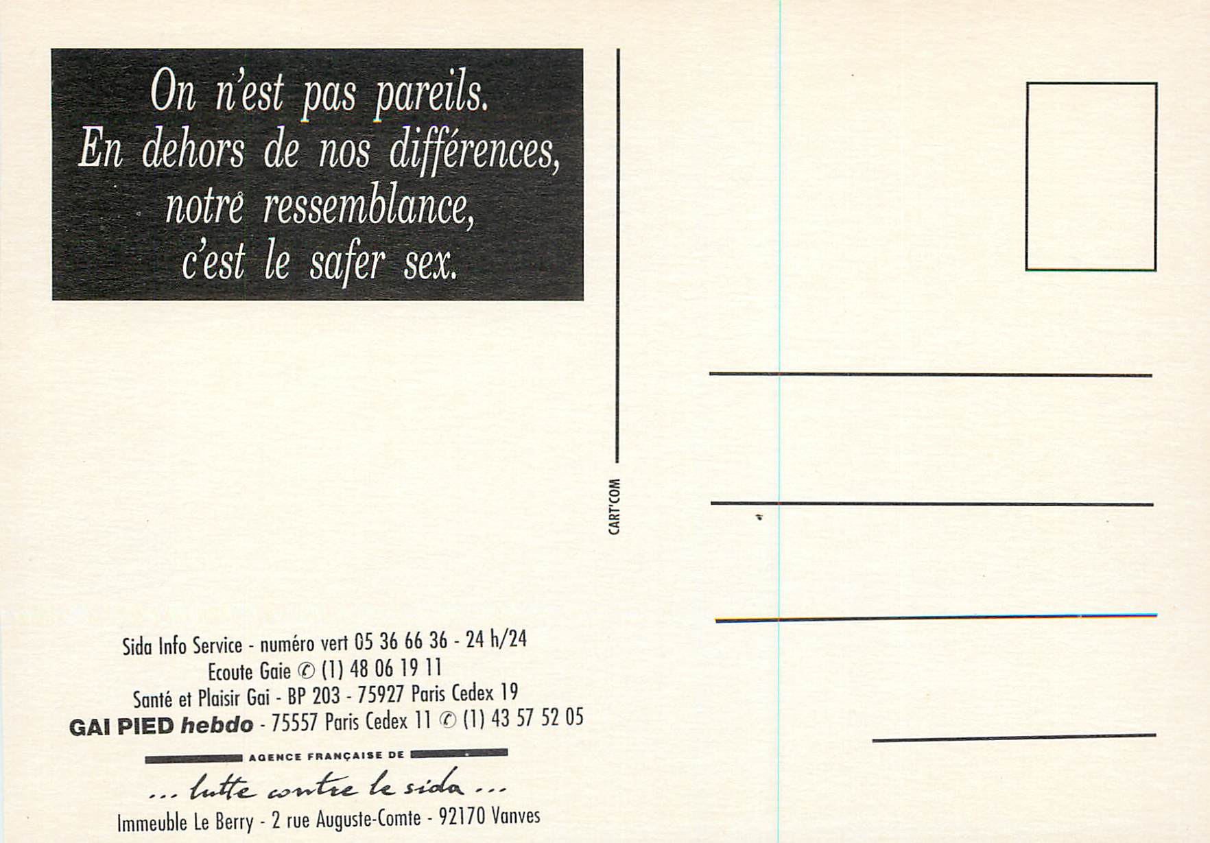 CPM Generation Safer Sex Hommes entre eux Gai Pied Hebdo — Rückseite