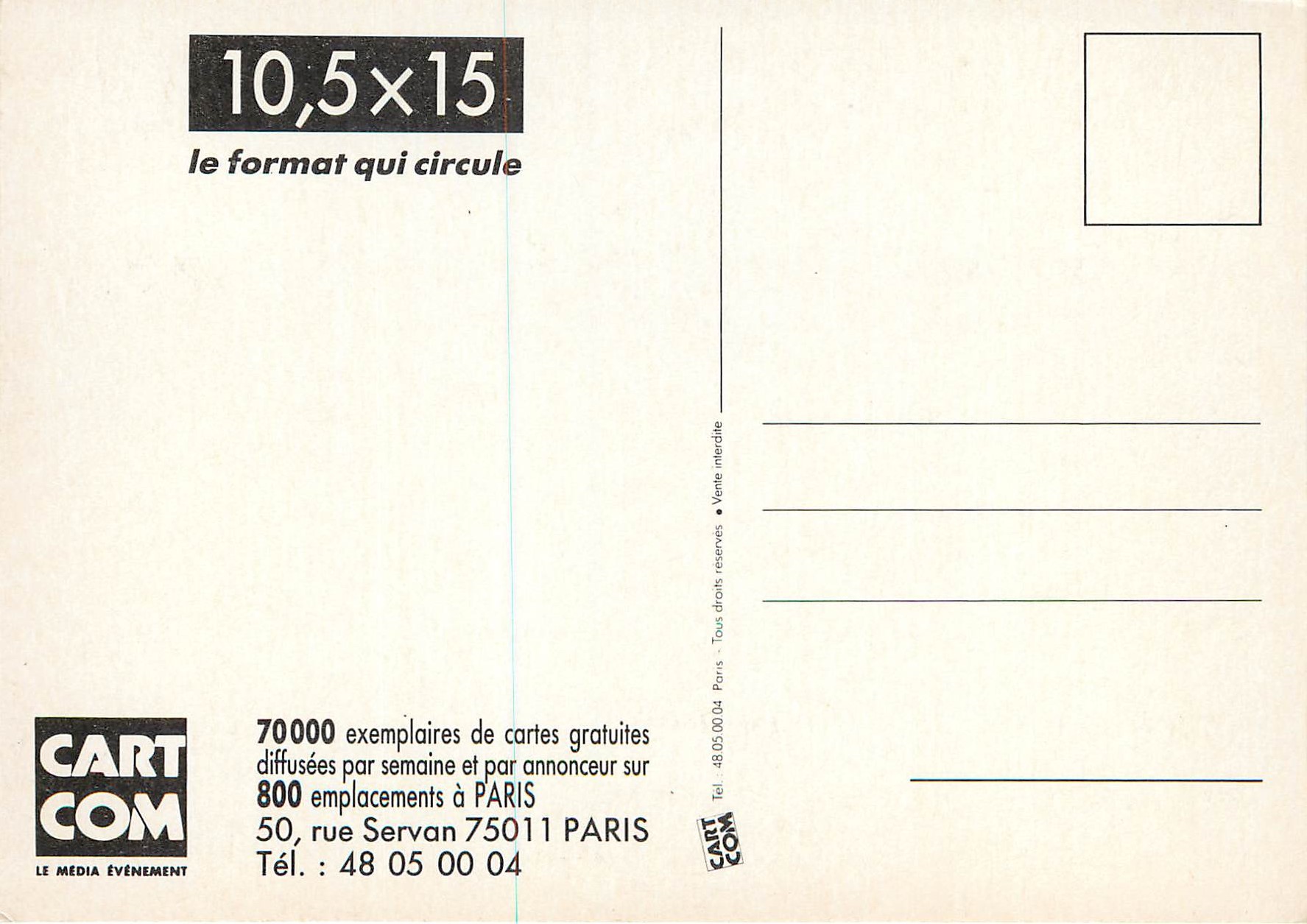 CPM Quelle est la Seule Affiche que l'on Emporte sans la Decoller C'est une Cart'Com Bien Sur — Verso