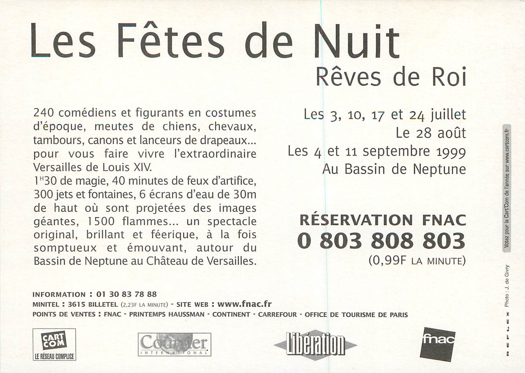 CPM Chateau de Versailles Les Fetes de Nuit Reves de Roi Au Bassin de Neptune — Rückseite