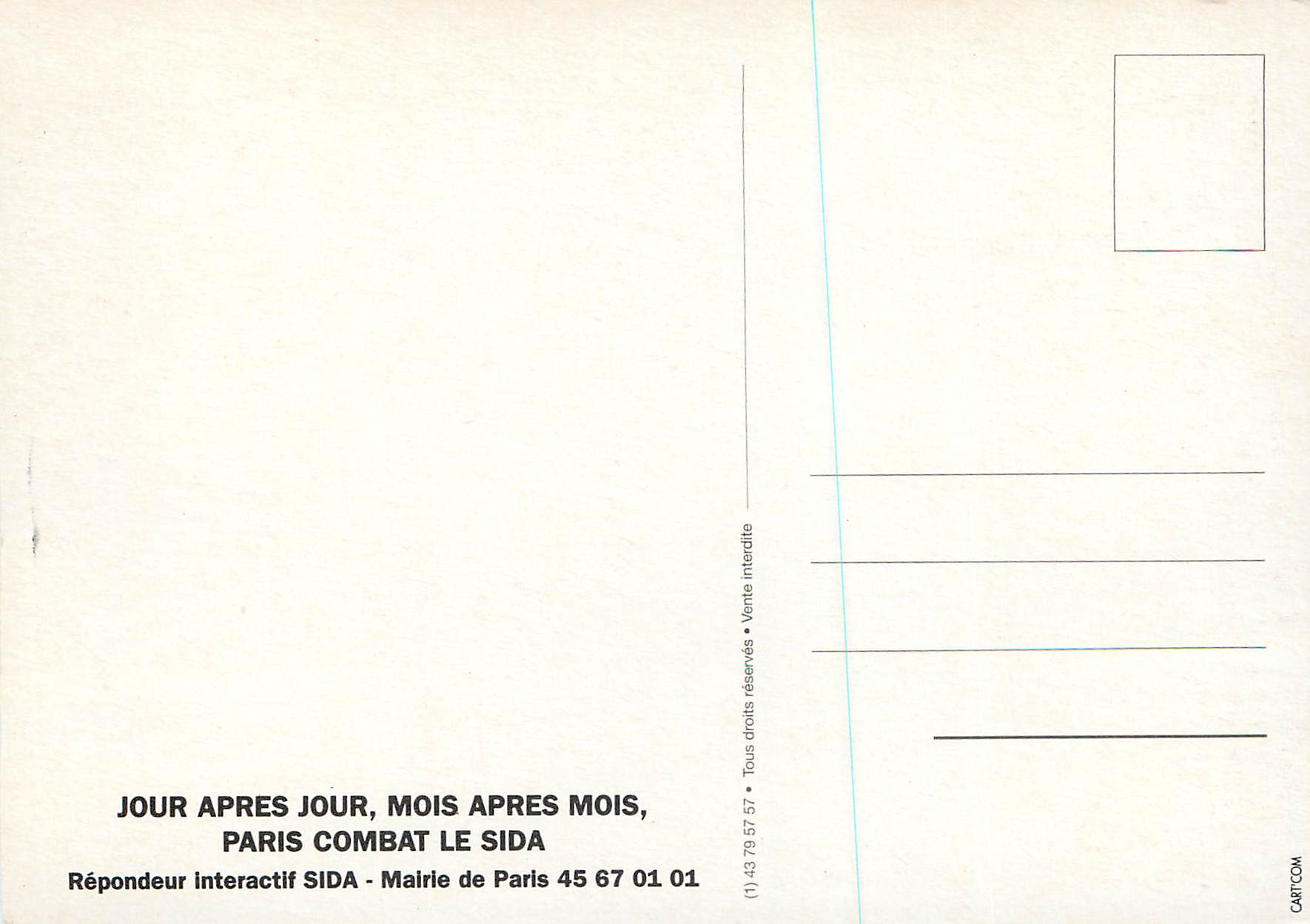 CPM Mairie de Paris J'Aime les Hommes Paris Combat le SIDA Preservatif — Rückseite