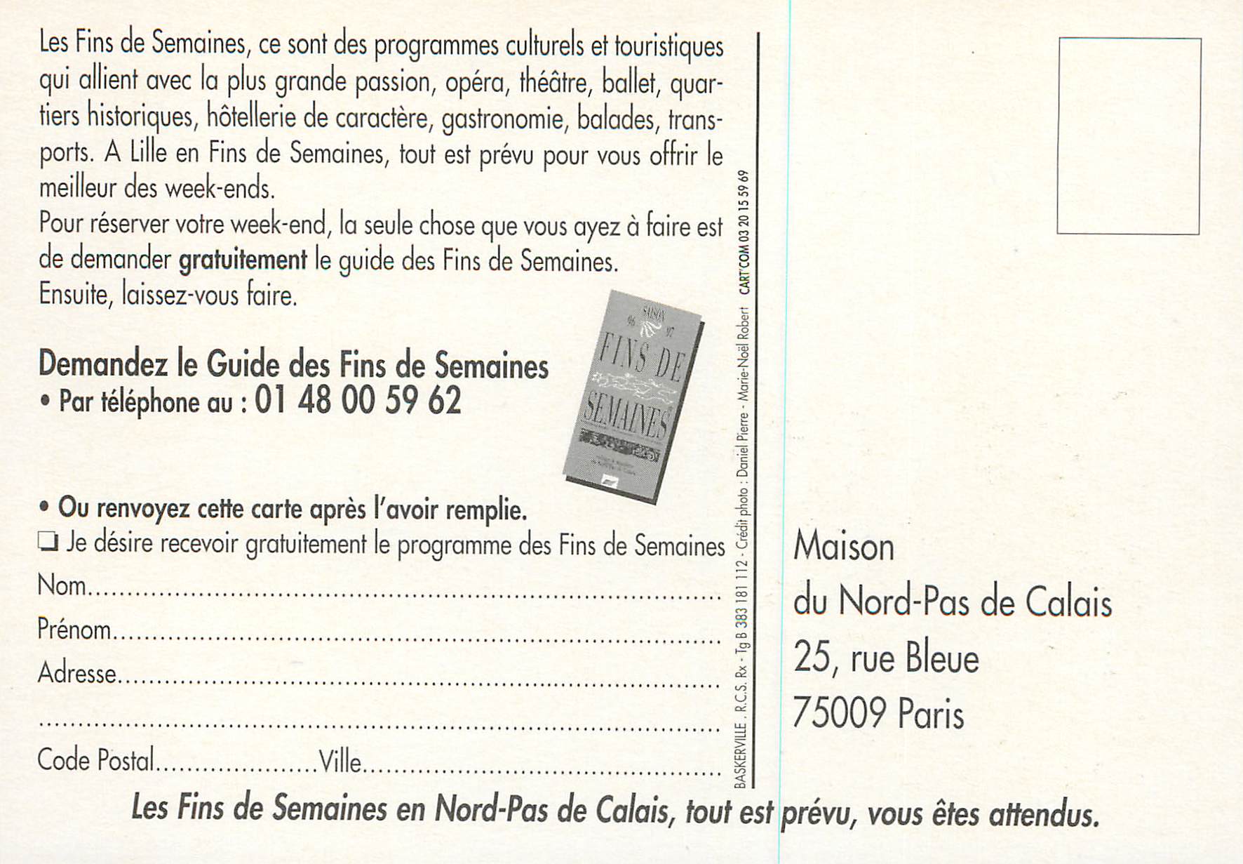 Fins de Semaines — Lille reçoit de grandes personnalités — Maison du Nord-Pas de Calais — Rückseite