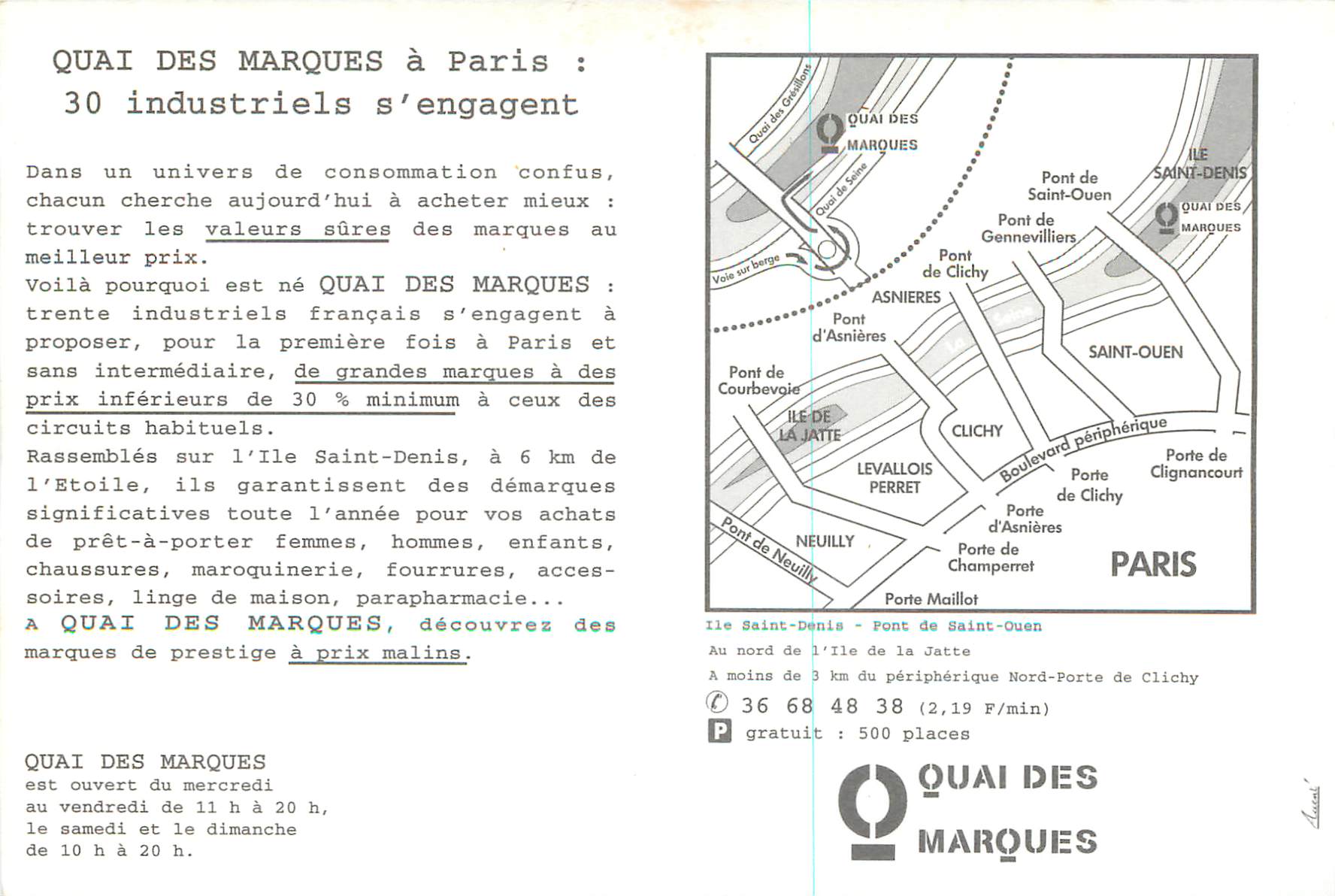 CPM Quai des Marques a Paris 30 Industriels s'Engagent — Verso