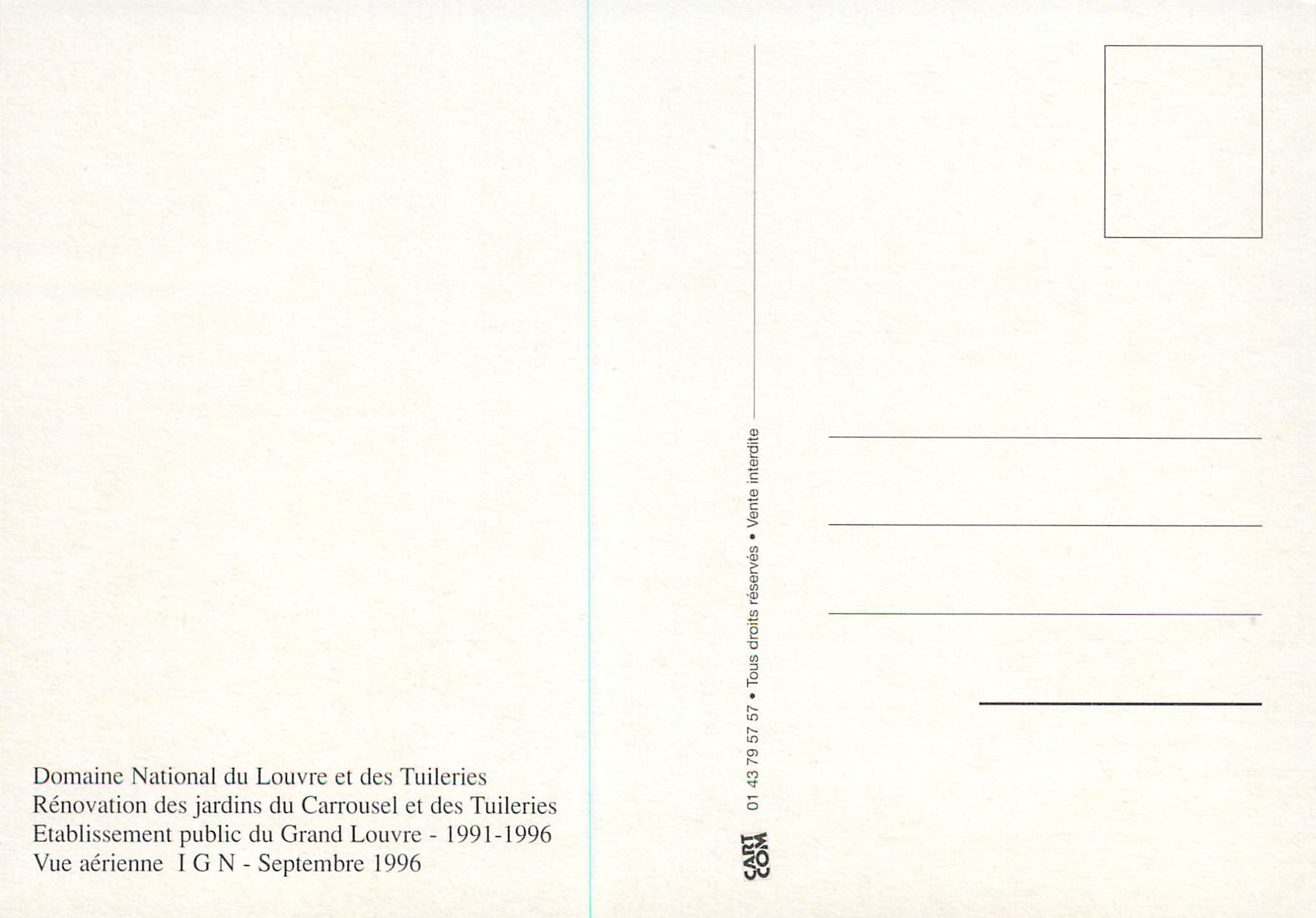 CPM Domaine National du Louvre et des Tuileries Vue Aerienne Septembre 1996 — Verso
