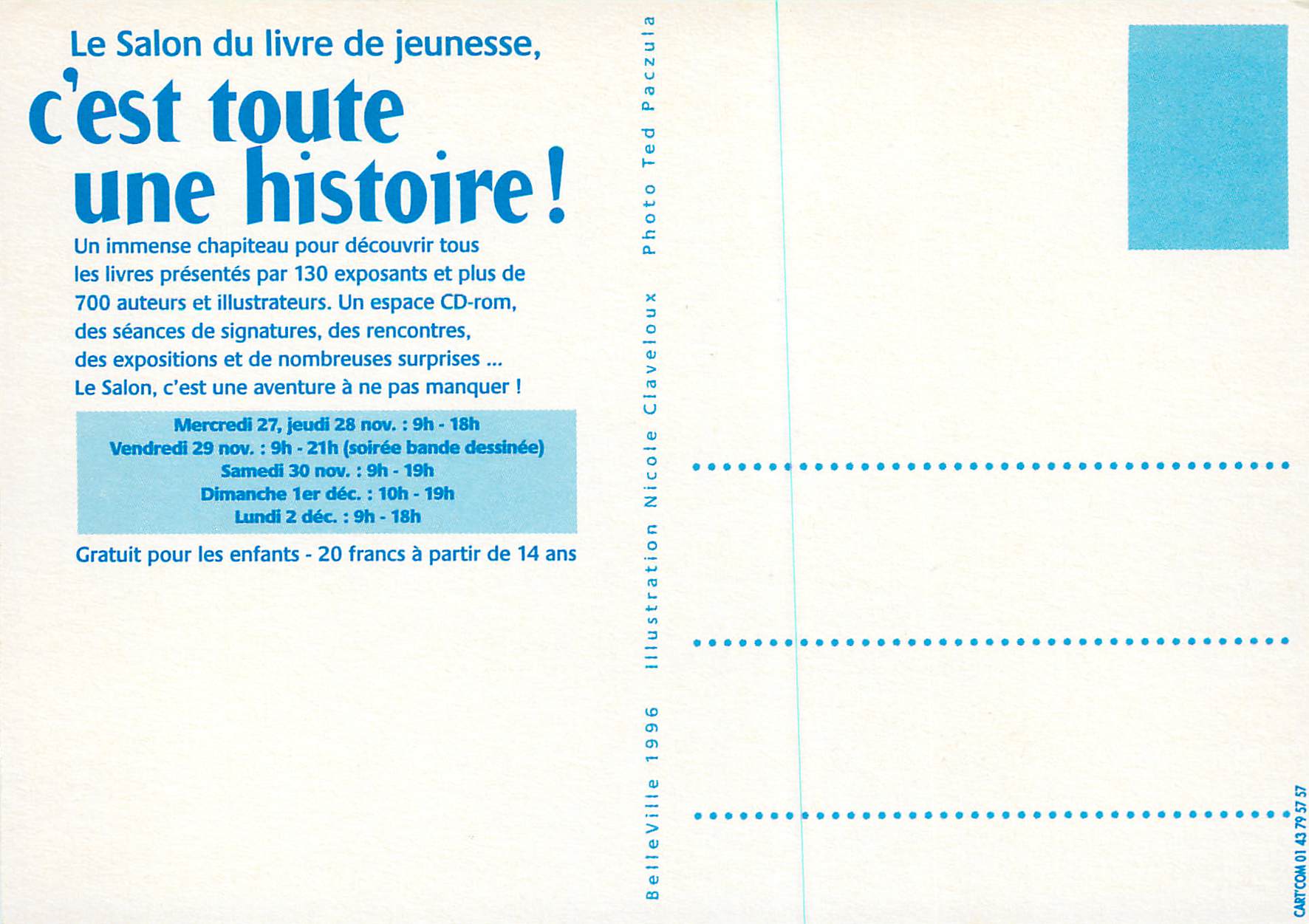 CPM Salon du Livre de Jeunesse en Seine Saint Denis Montreuil Hippopotame — Back