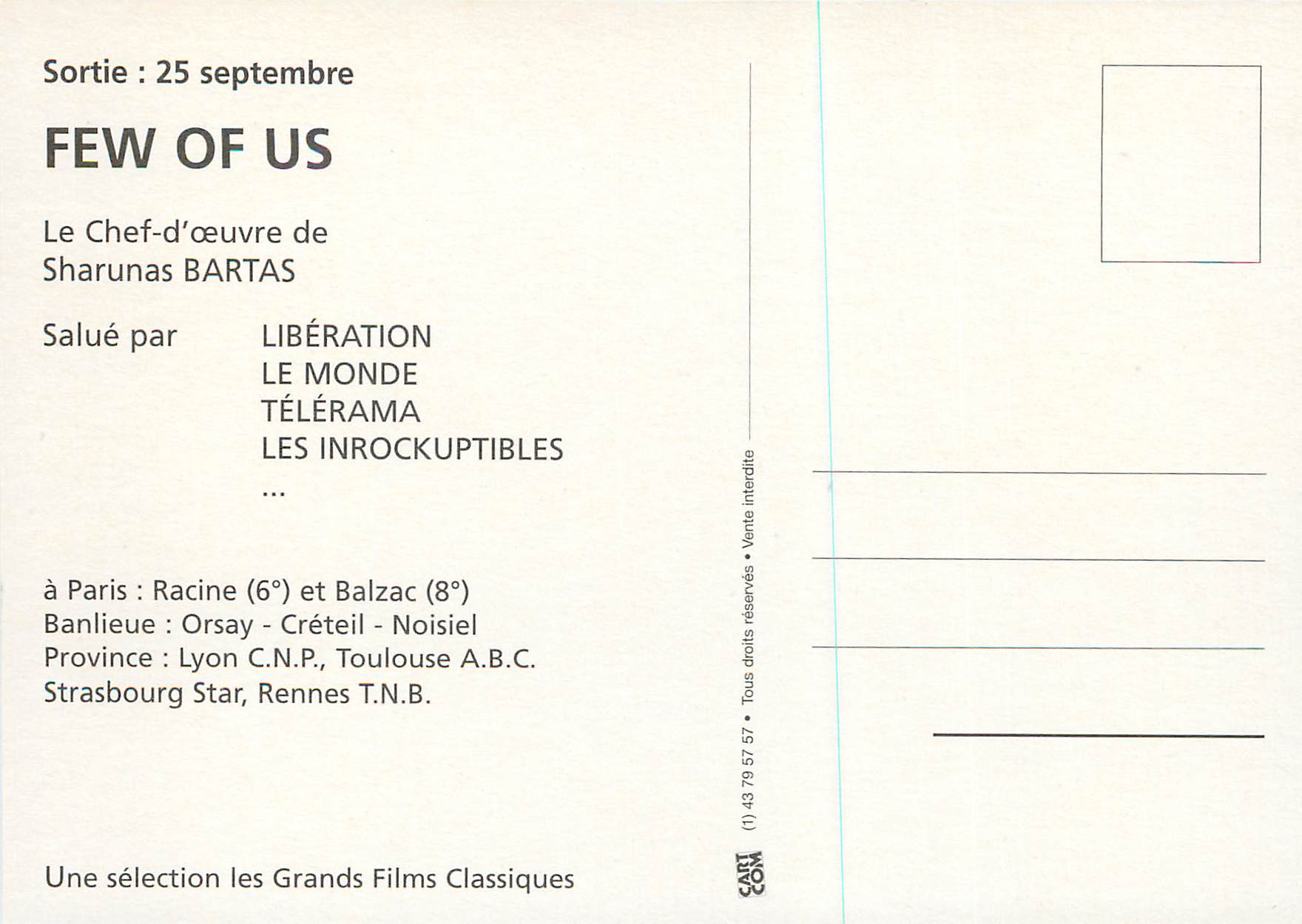CPM Few of Us un Film de Sharunas Bartas Katerina Golubeva — Back