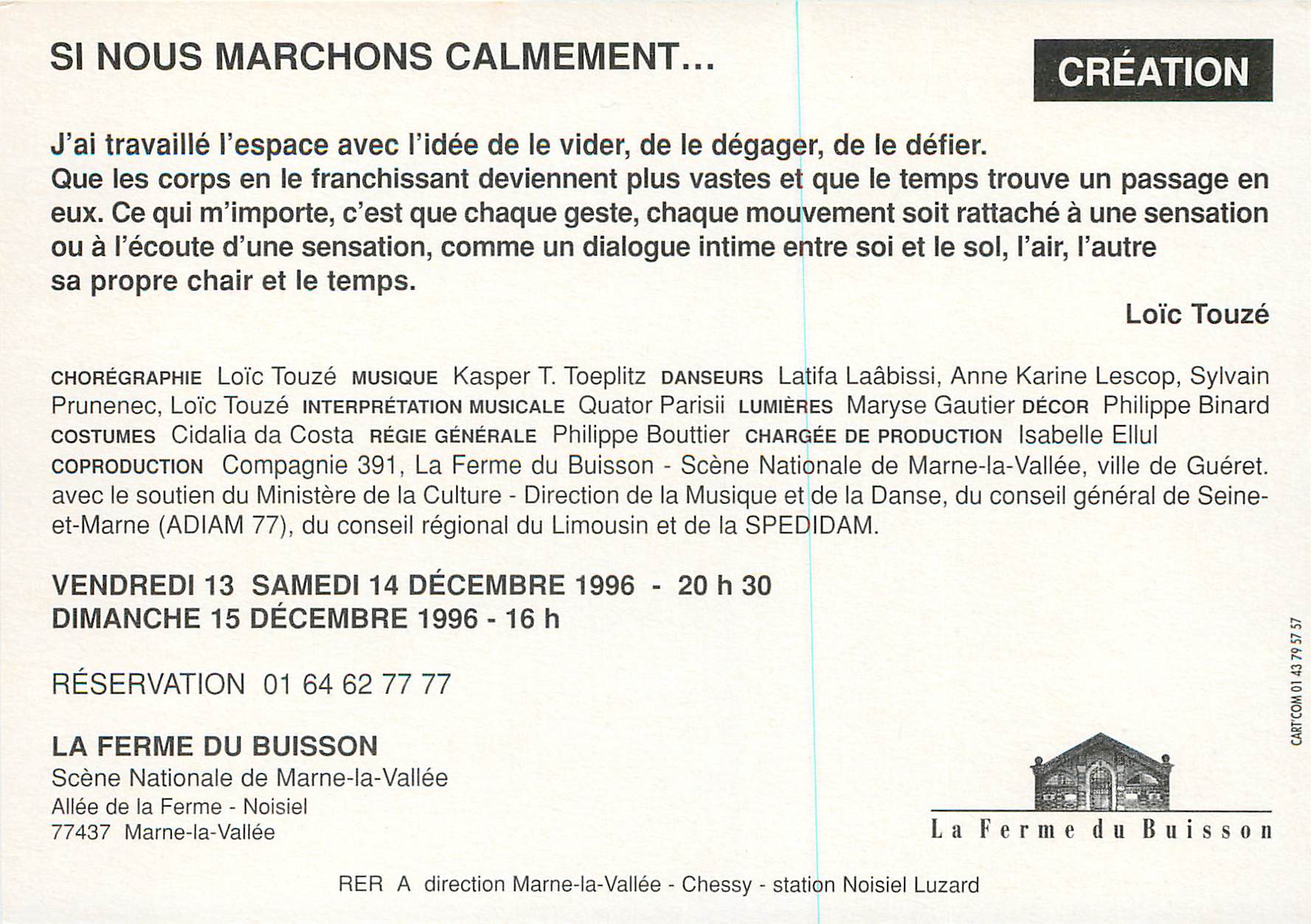 CPM Choregraphie Loic Touze Si Nous Marchons Calmement — Rückseite
