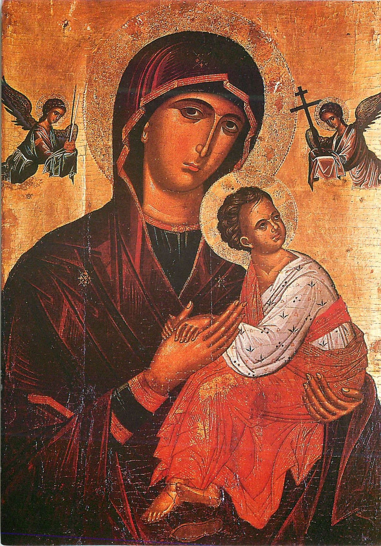 CPM Joyeux Noel Bonne Annee Icône grecque Sainte Mere de la Passion 