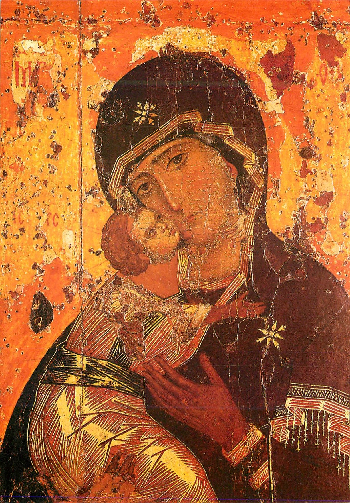 CPM Joyeux Noel Bonne Annee Icône grecque Sainte Mere de la Passion 
