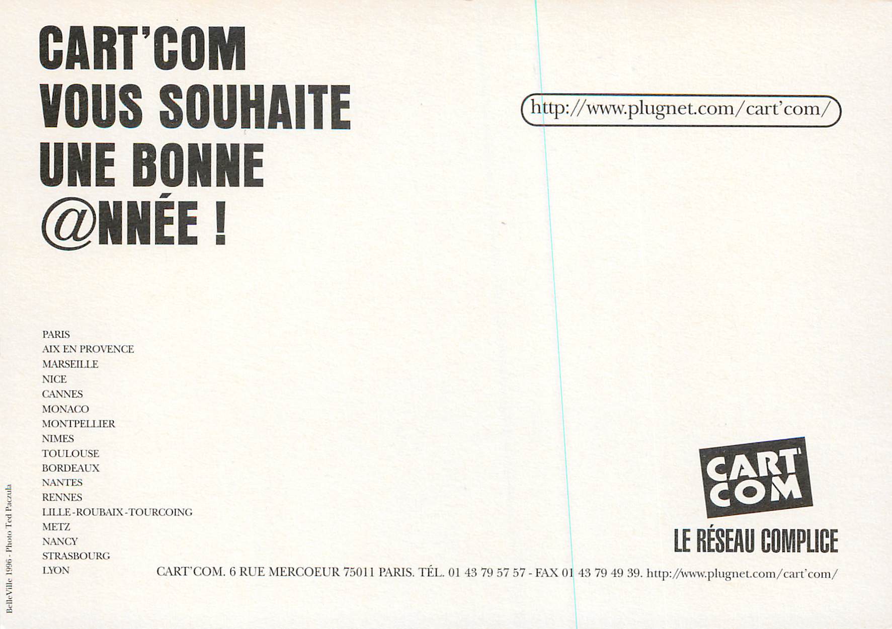 CPM Cart'Com vous Souhaite une Bonne Annee — Rückseite