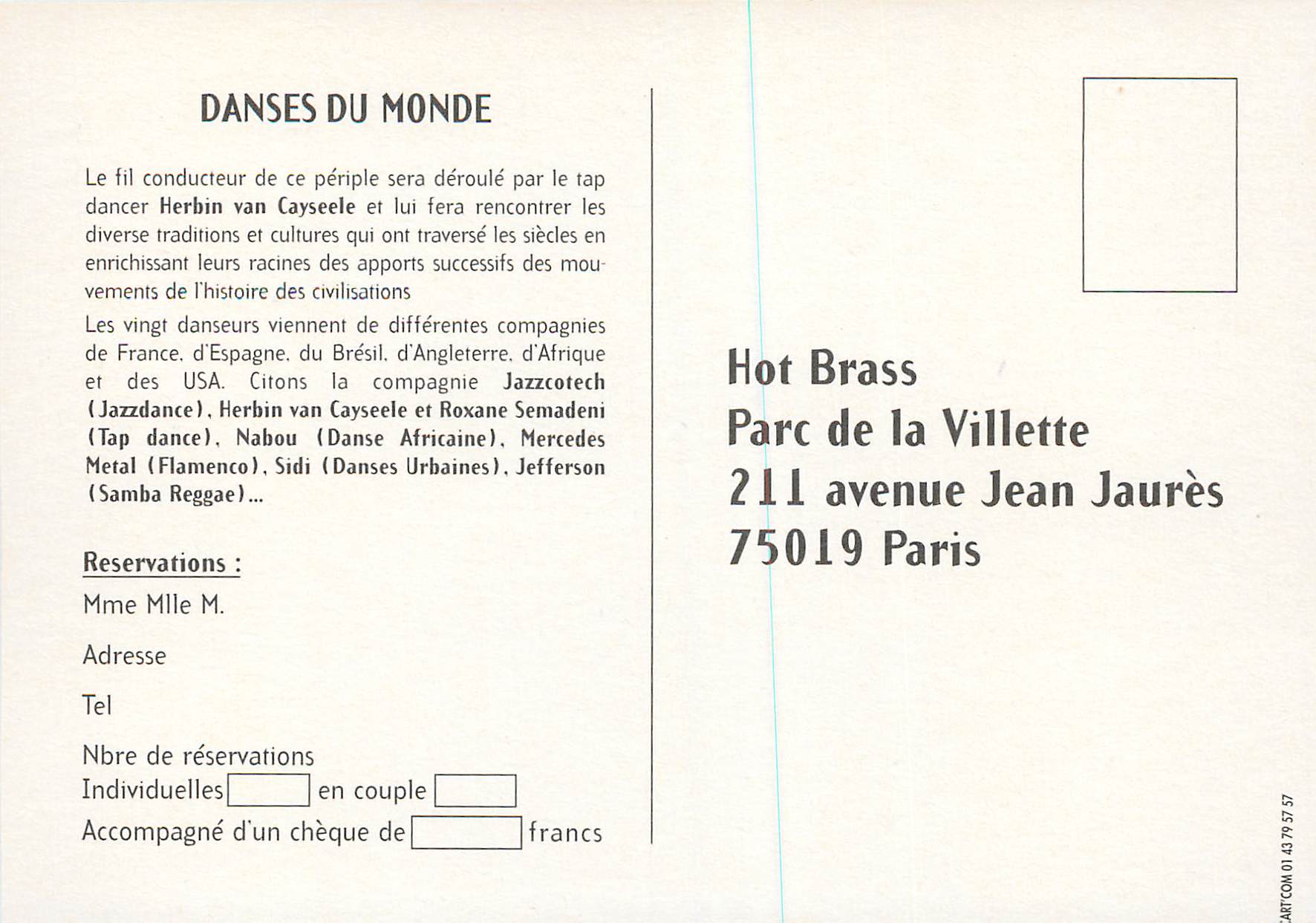 CPM Danses du Monde Reveillon 31 Decembre — Rückseite
