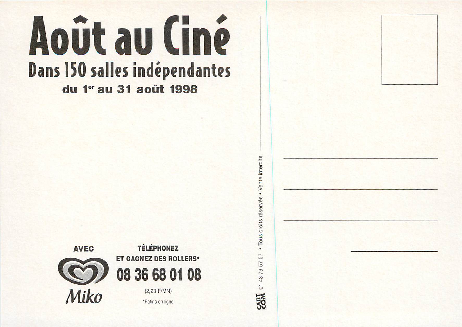CPM Aout au Cine dans 150 Salles Independantes — Rückseite
