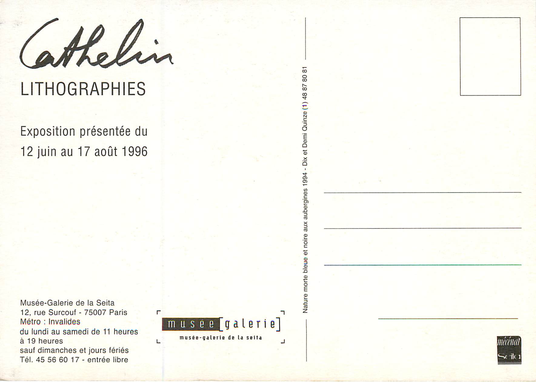 CPM Cathelin Lithographies Exposition — Back