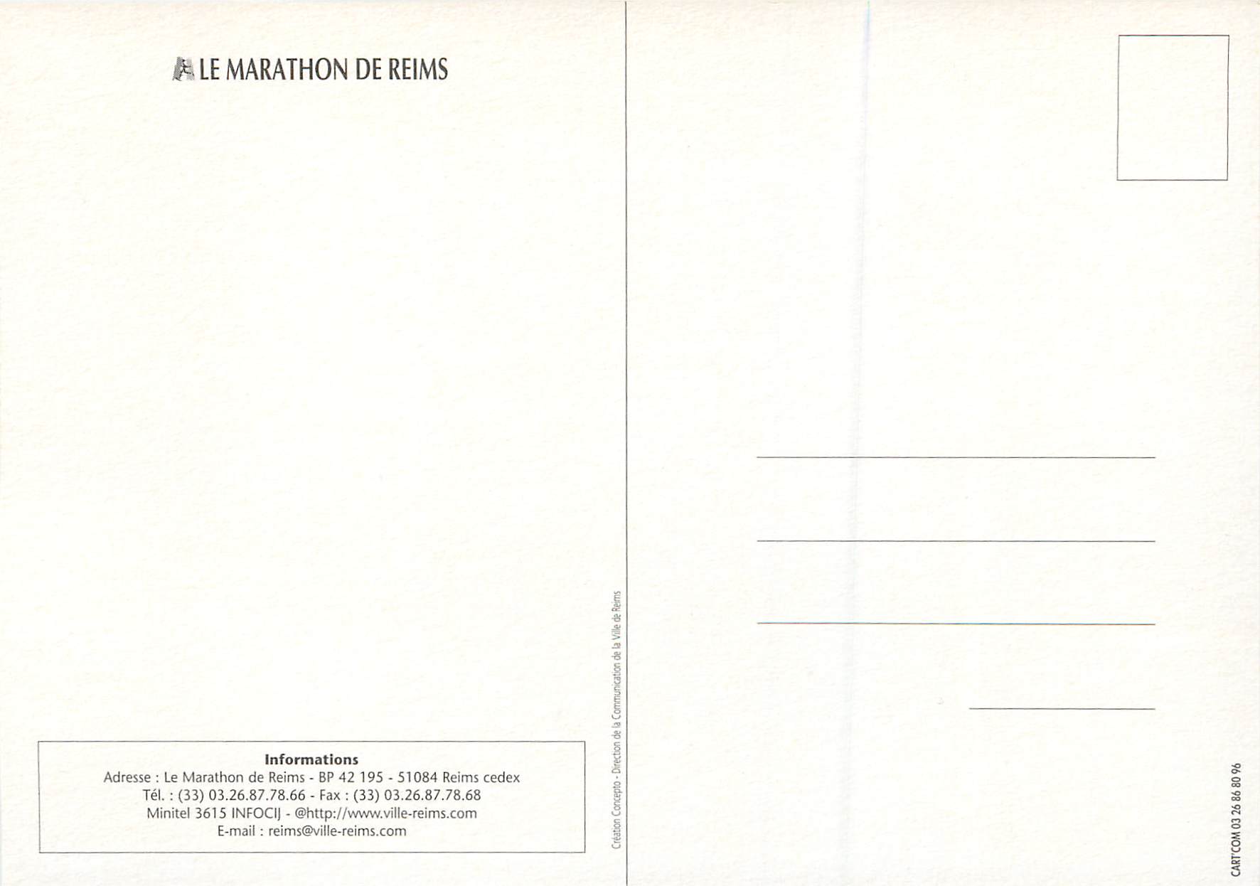 CPM le Marathon de Reims — Verso