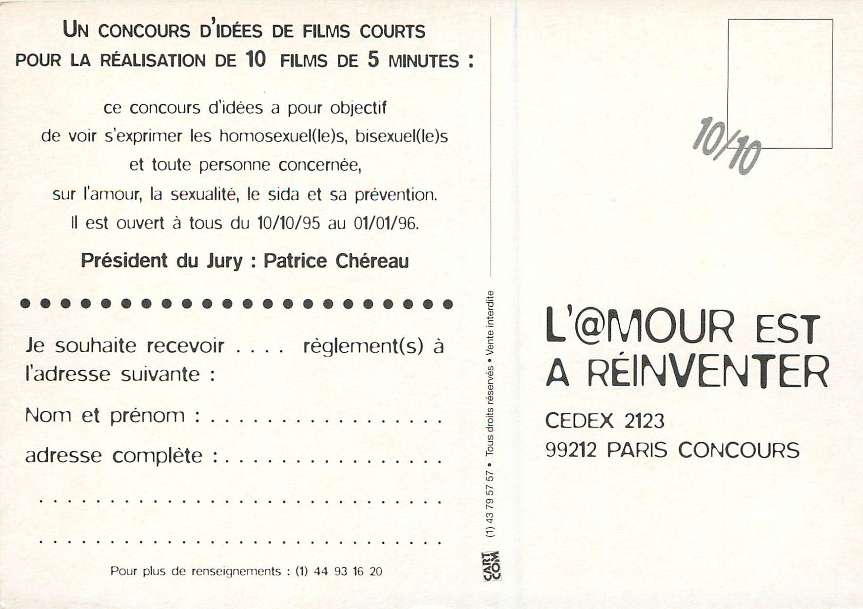 CPM un Concours d'Idees de Films Courts Lesbian & Gay Sida — Rückseite