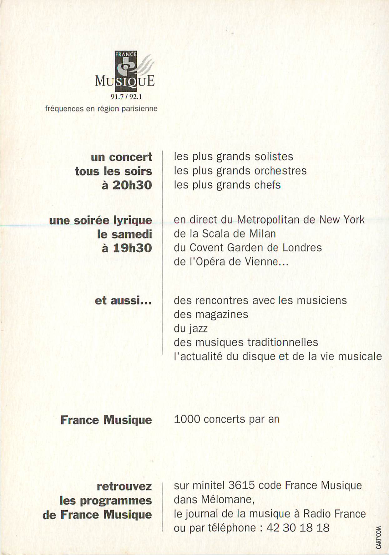CPM France Musique le Monde Prend l'Air  — Back