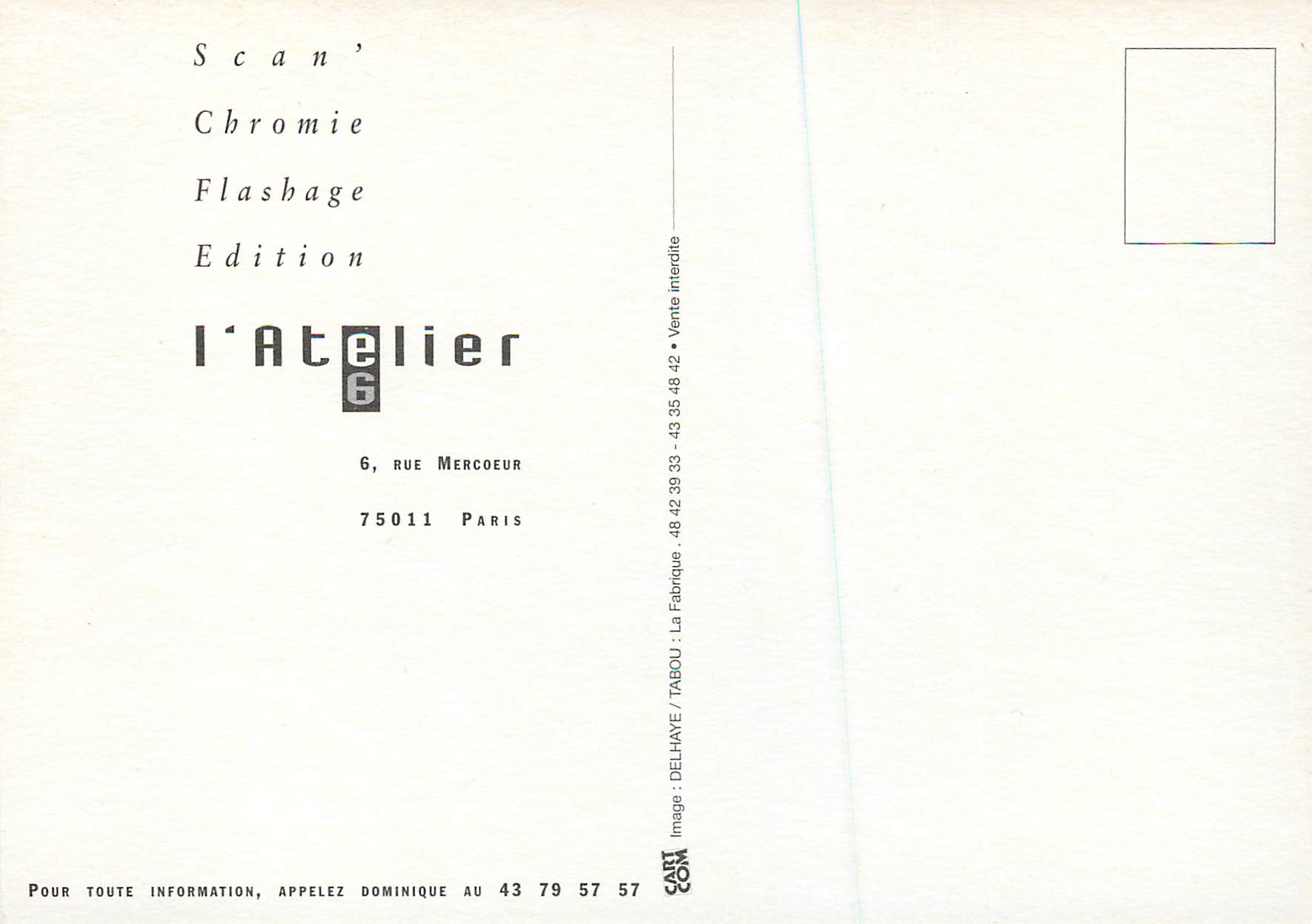 CPM l'Atelier — Rückseite