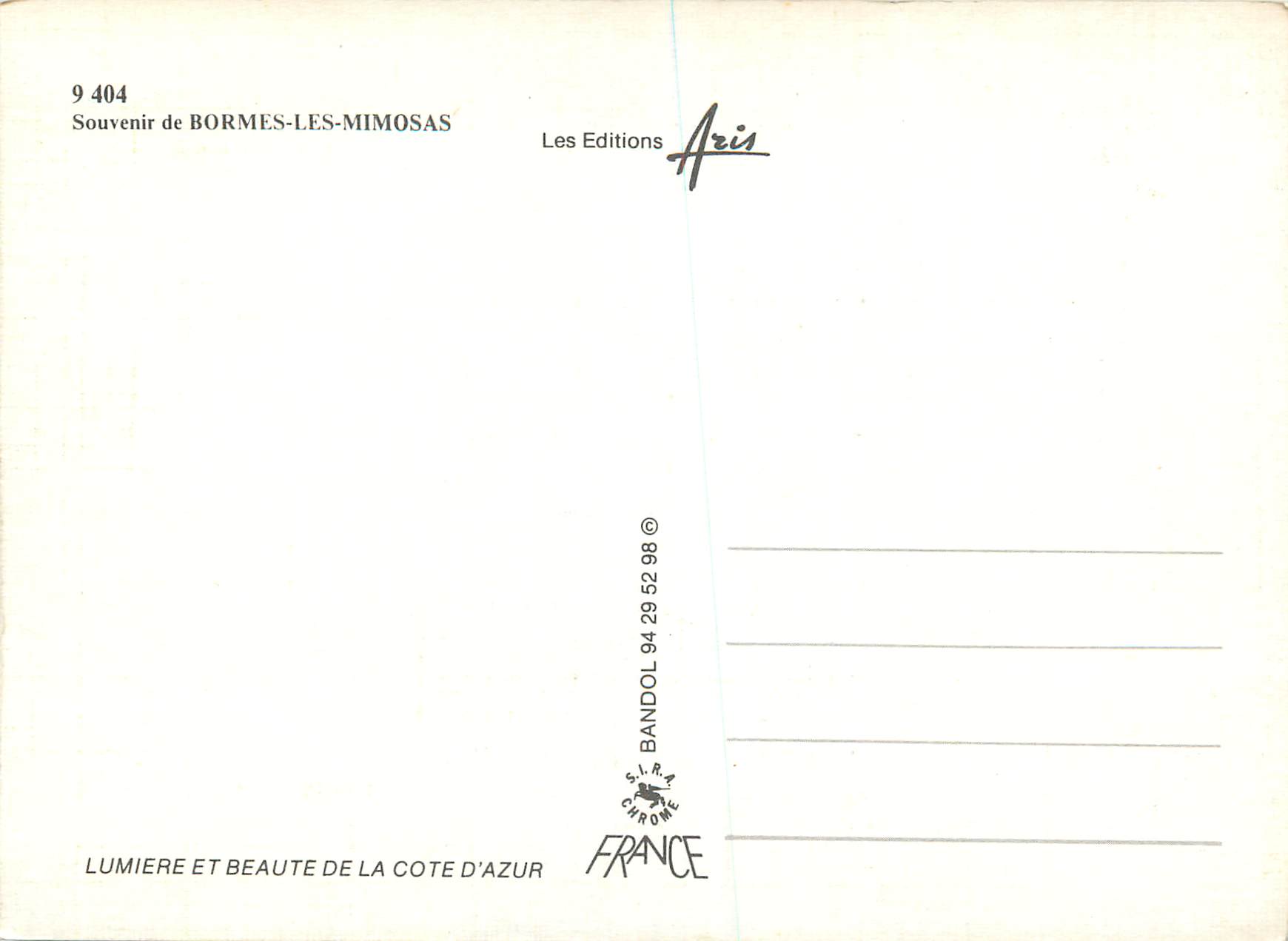 CPM Souvenir de Bormes les Mimosas Lumiere et Beaute de la Cote d'Azur — Rückseite